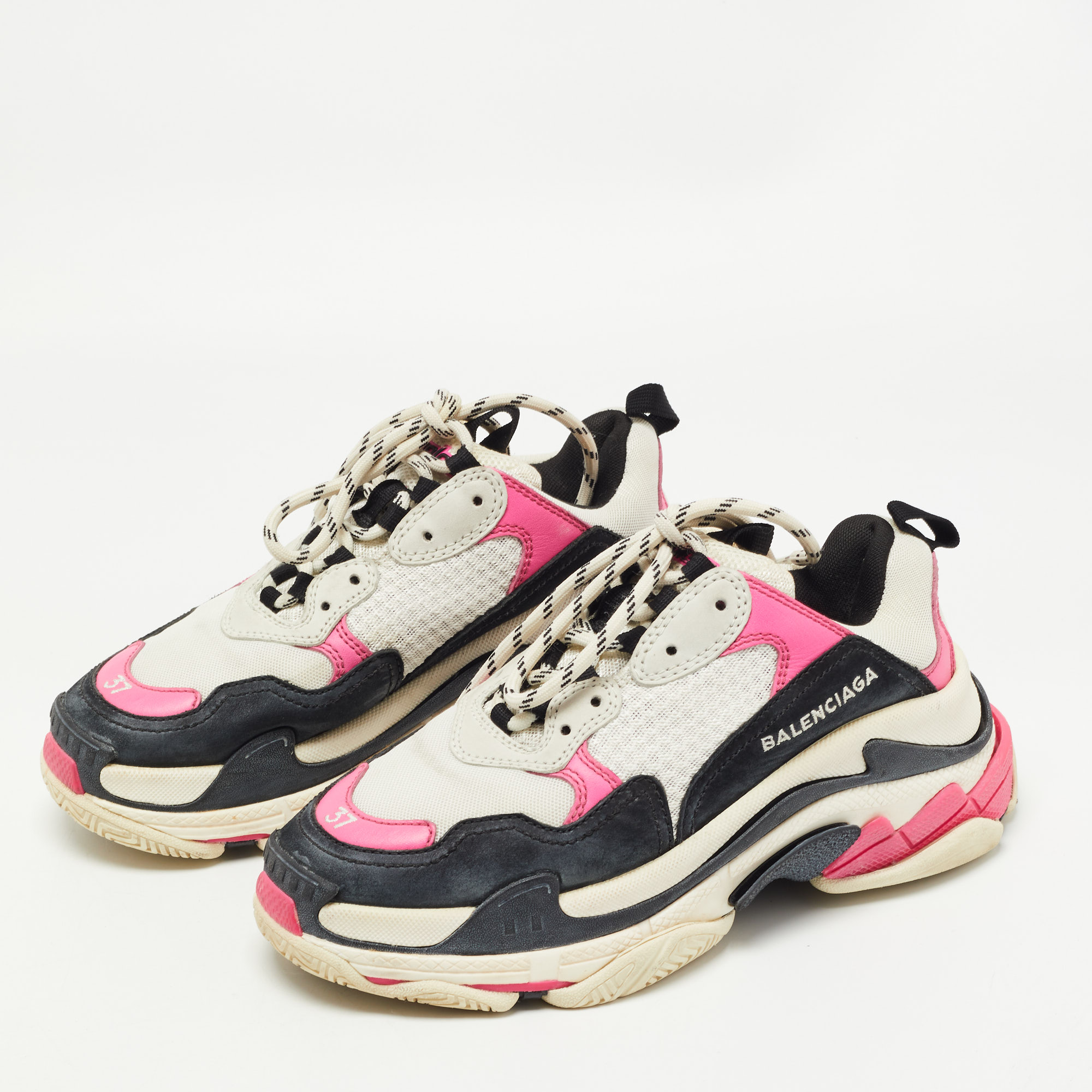 

Balenciaga Multicolor Mesh and Leather Triple S Sneakers Size