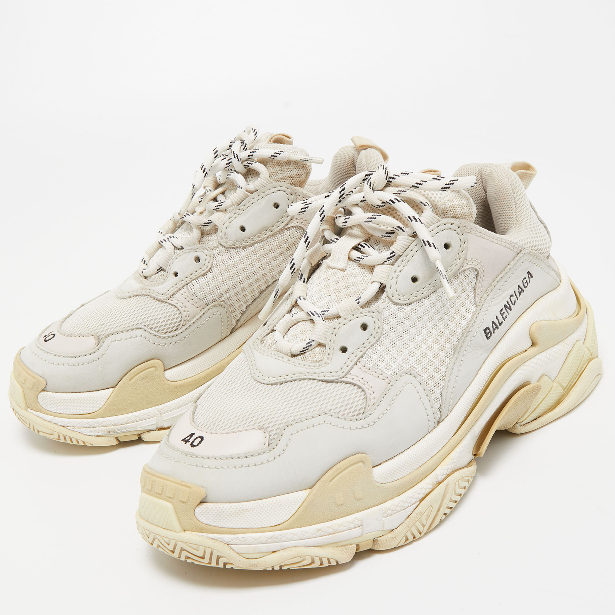 

Balenciaga Grey Leather and Mesh Triple S Sneakers Size