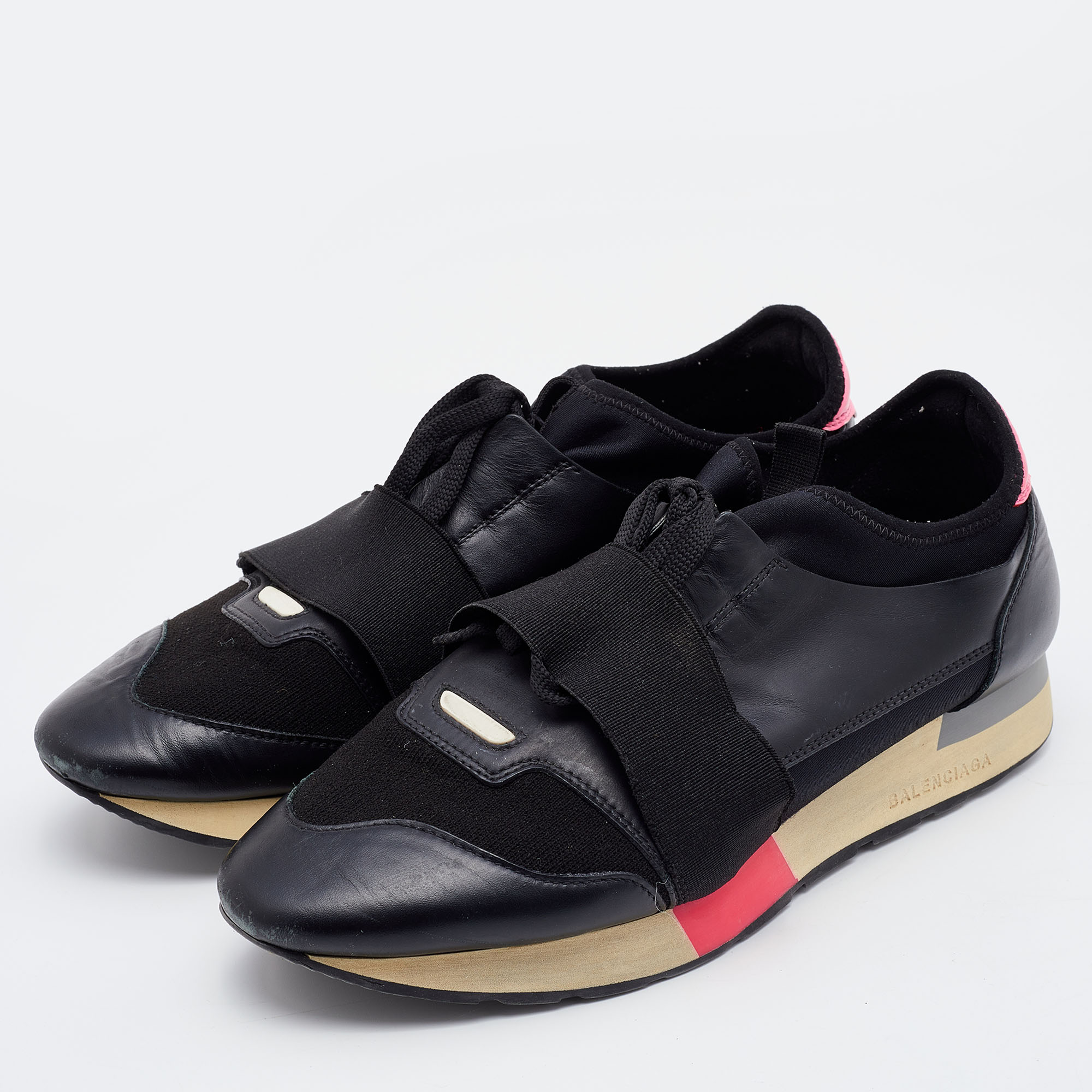 

Balenciaga Black Leather, Mesh and Neoprene Race Runner Sneakers Size