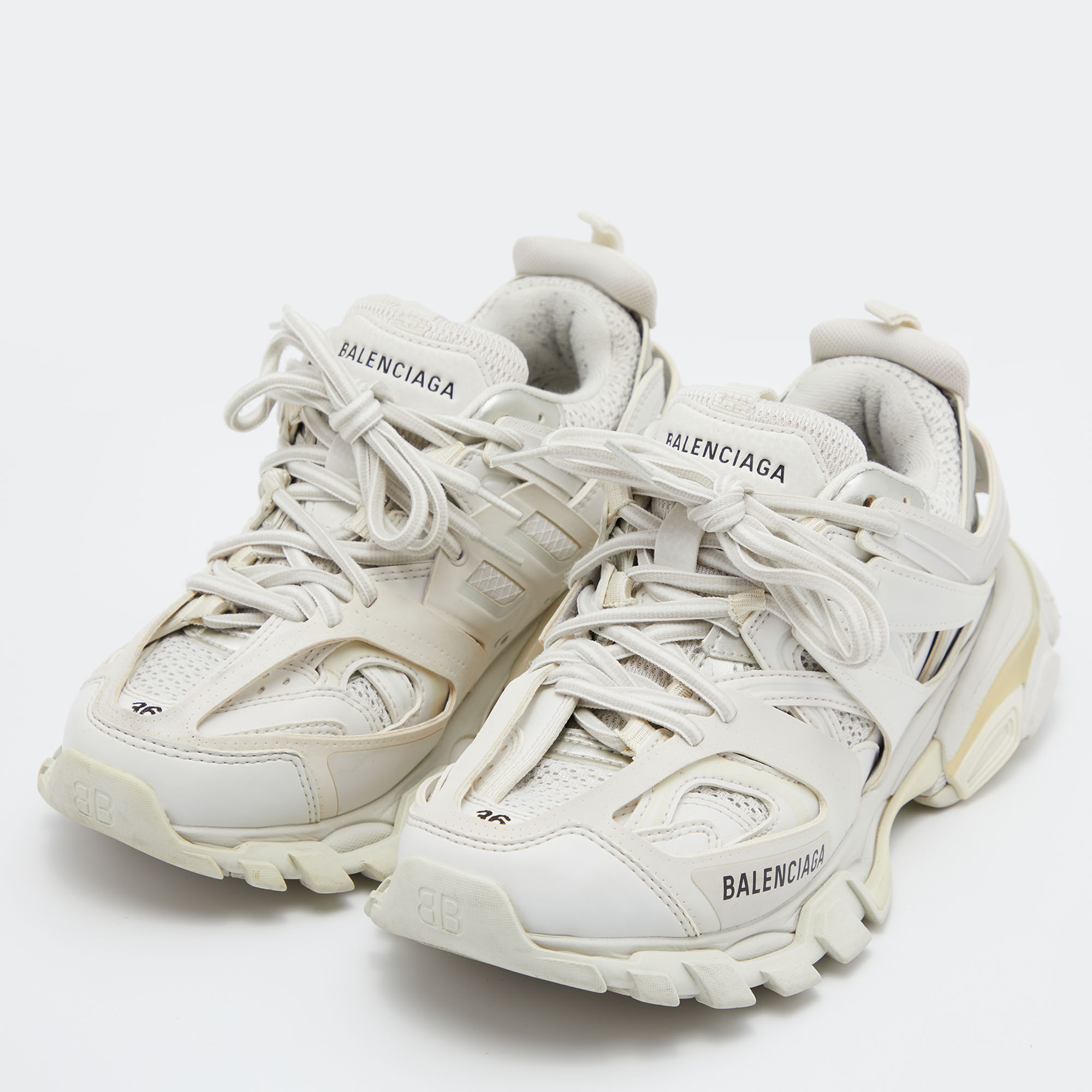 

Balenciaga White Mesh and Leather Track 2 Low Top Sneakers Size