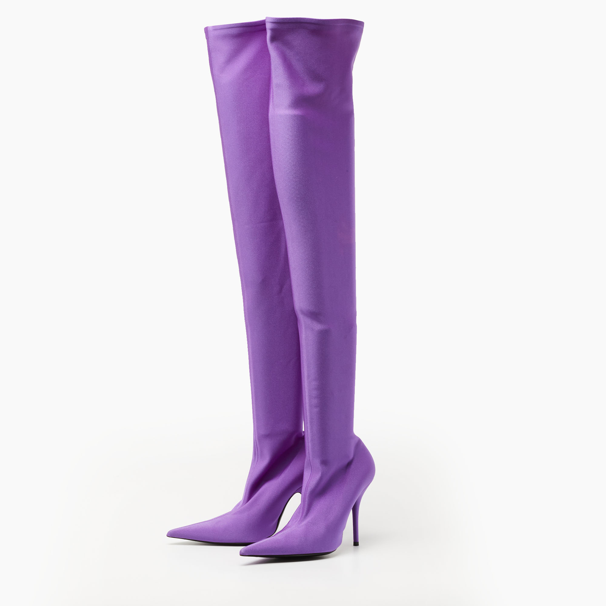 

Balenciaga Purple Stretch Fabric Over The Knee Boots Size