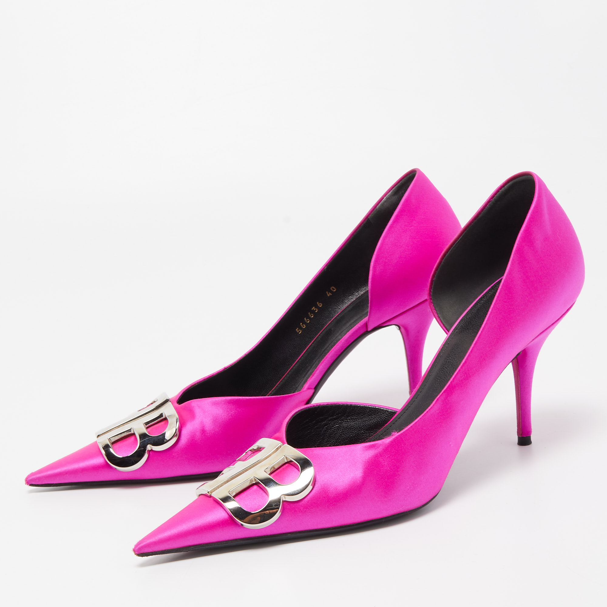 

Balenciaga Pink Satin BB Knife D'orsay Pumps Size