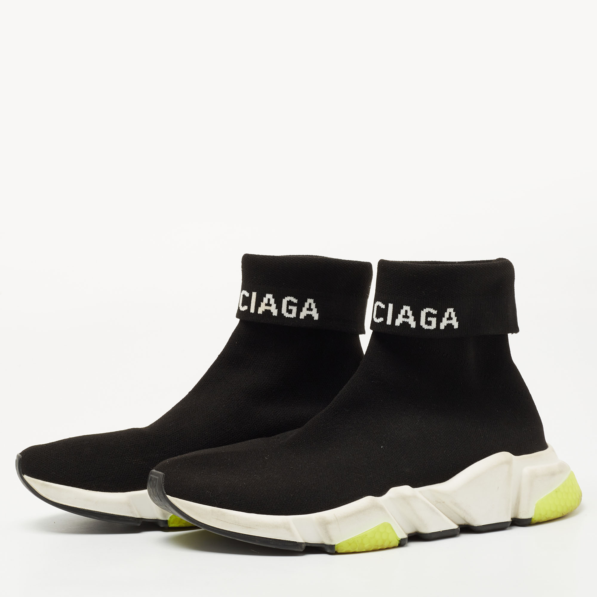 

Balenciaga Black Knit Fabric Speed Trainer Sneakers Size