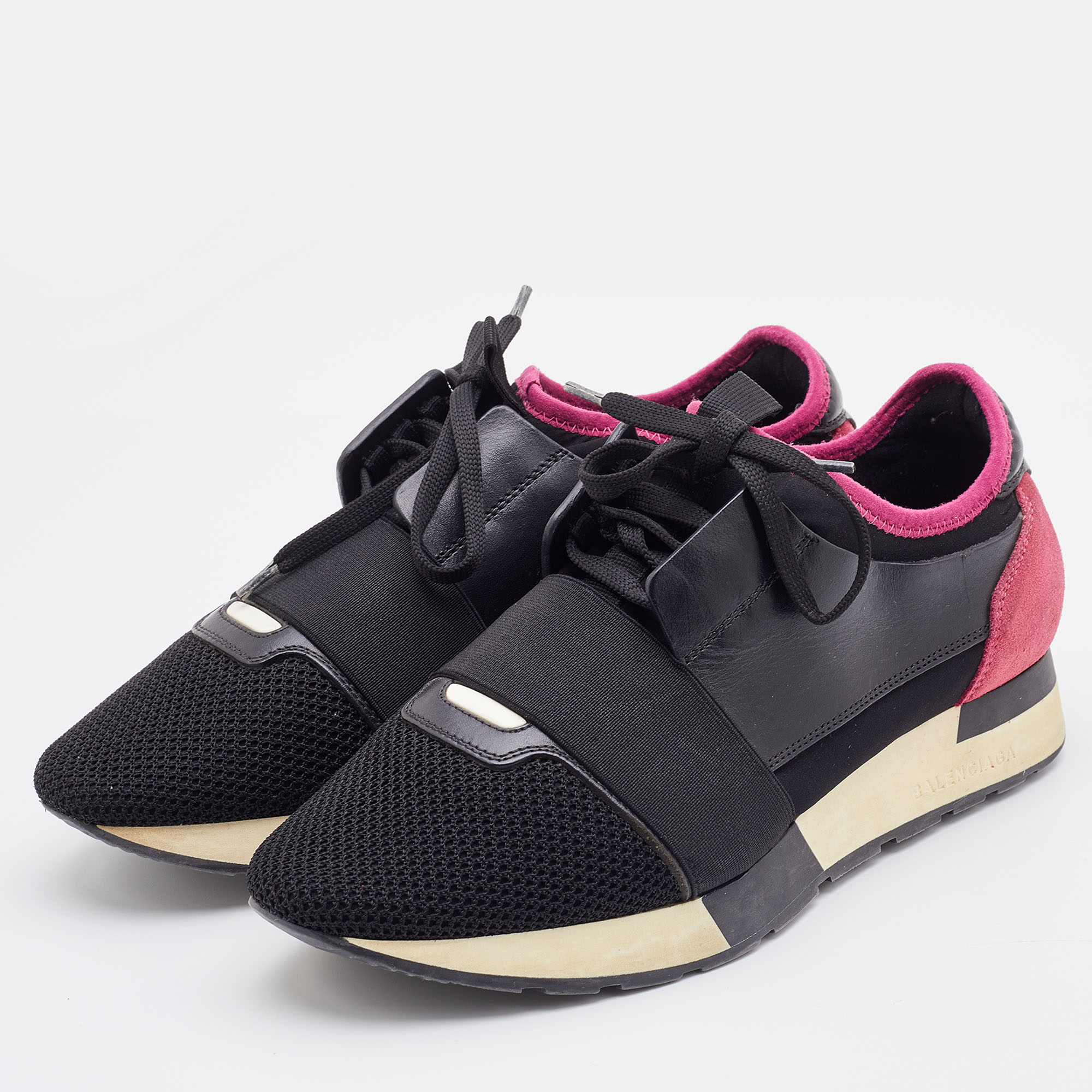 

Balenciaga Black Leather and Mesh Race Runner Sneakers Size