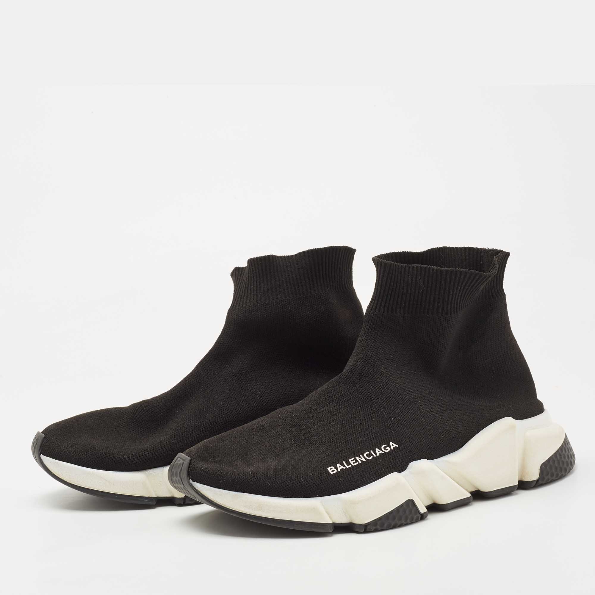

Balenciaga Black Knit Fabric Speed Trainer High Top Sneakers Size