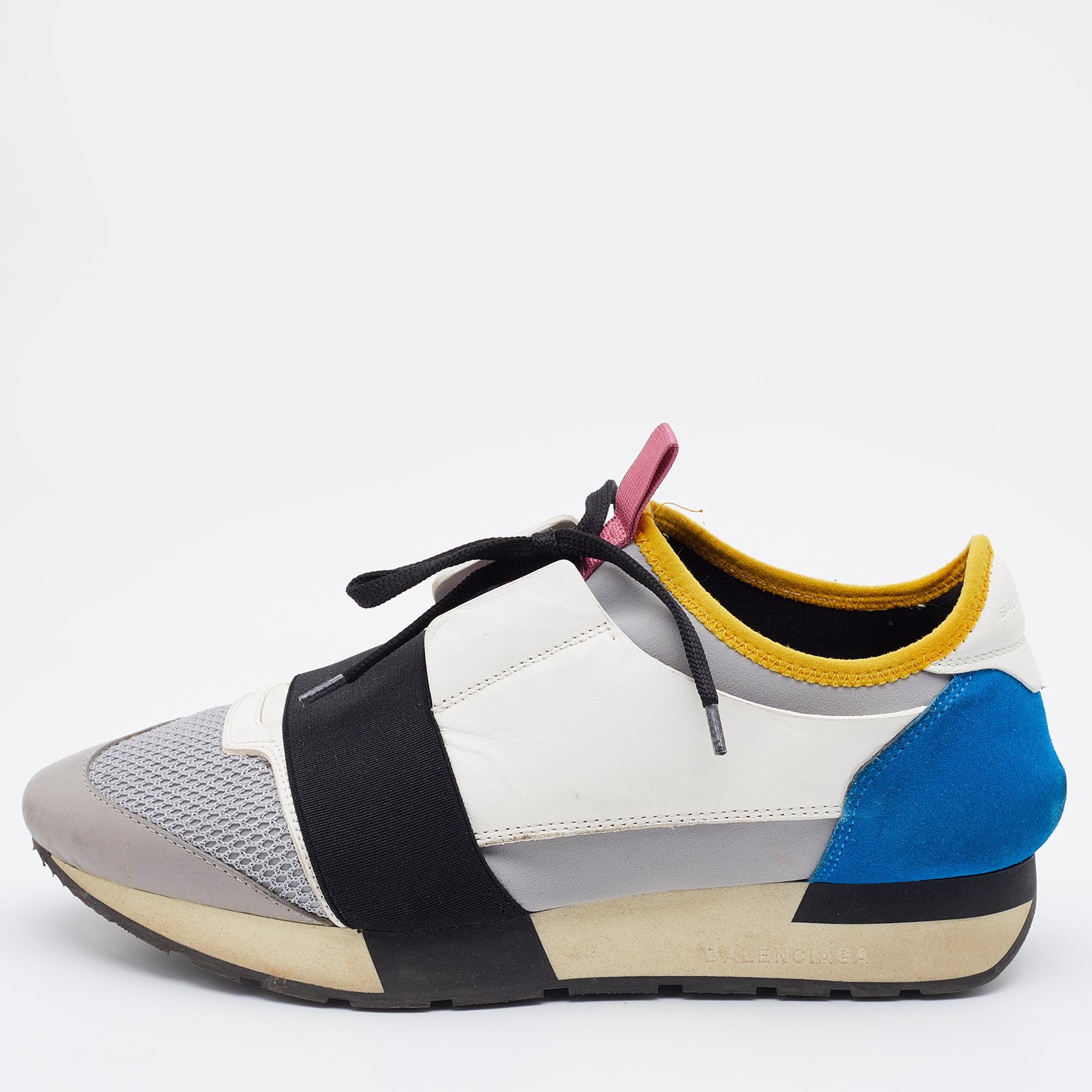

Balenciaga Multicolor Leather and Mesh Race Runner Sneakers Size