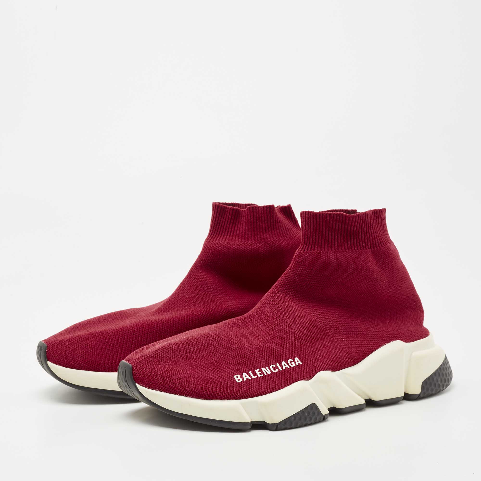 

Balenciaga Red Knit Fabric Speed Trainer Sneakers Size