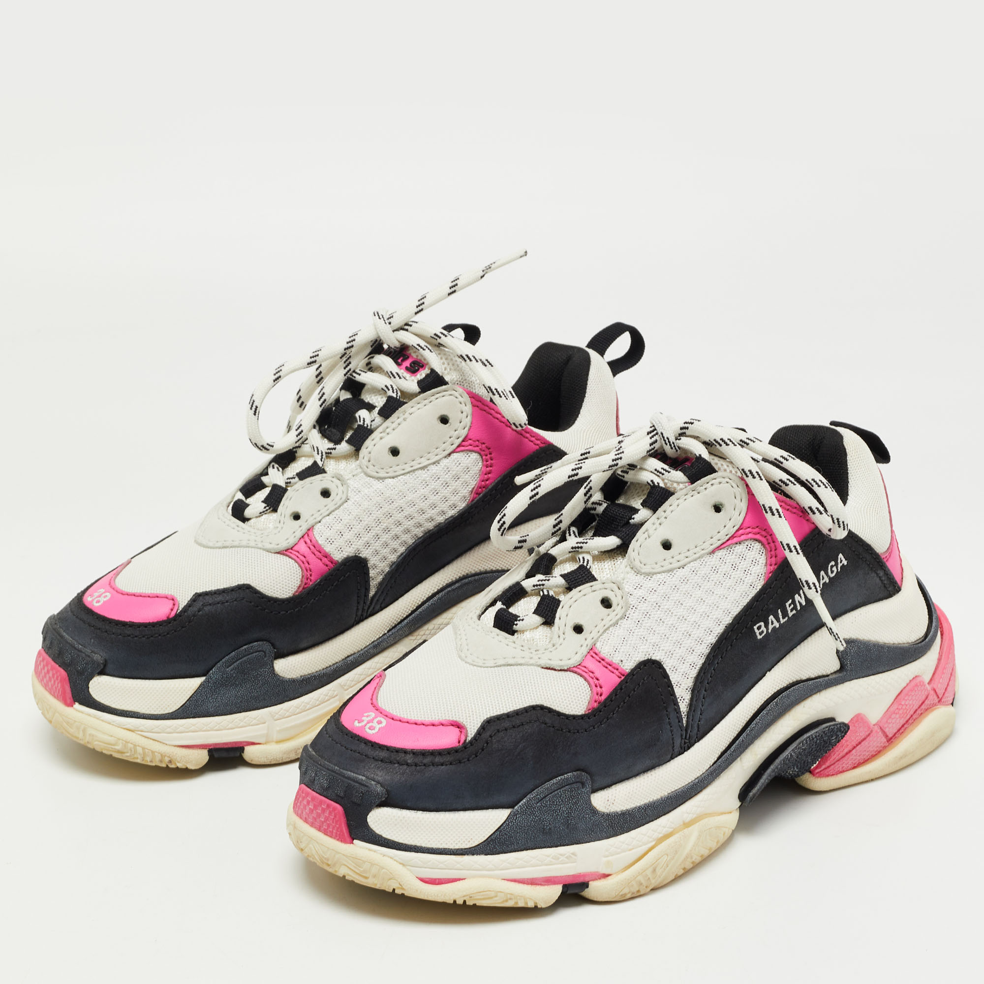 

Balenciaga Tricolor Leather and Mesh Triple S Sneakers Size, Pink