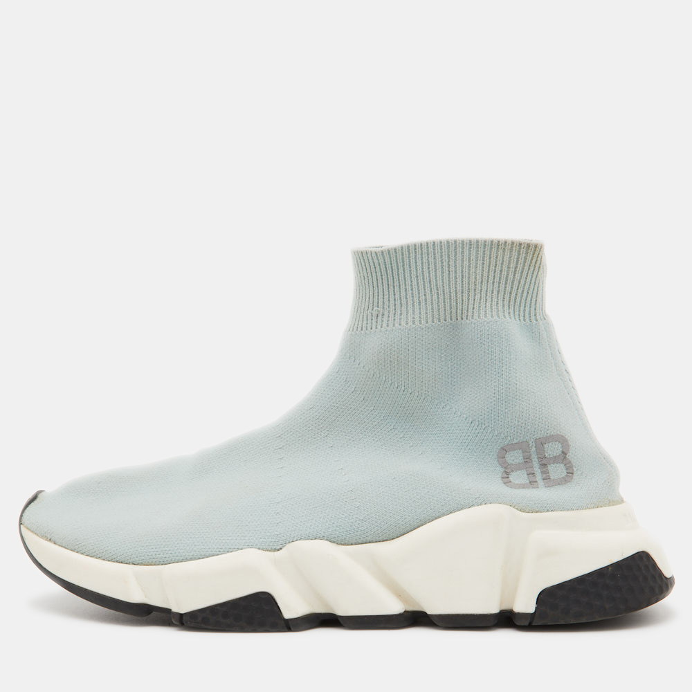 

Balenciaga Light Blue Knit Fabric Speed Trainer Sneakers Size