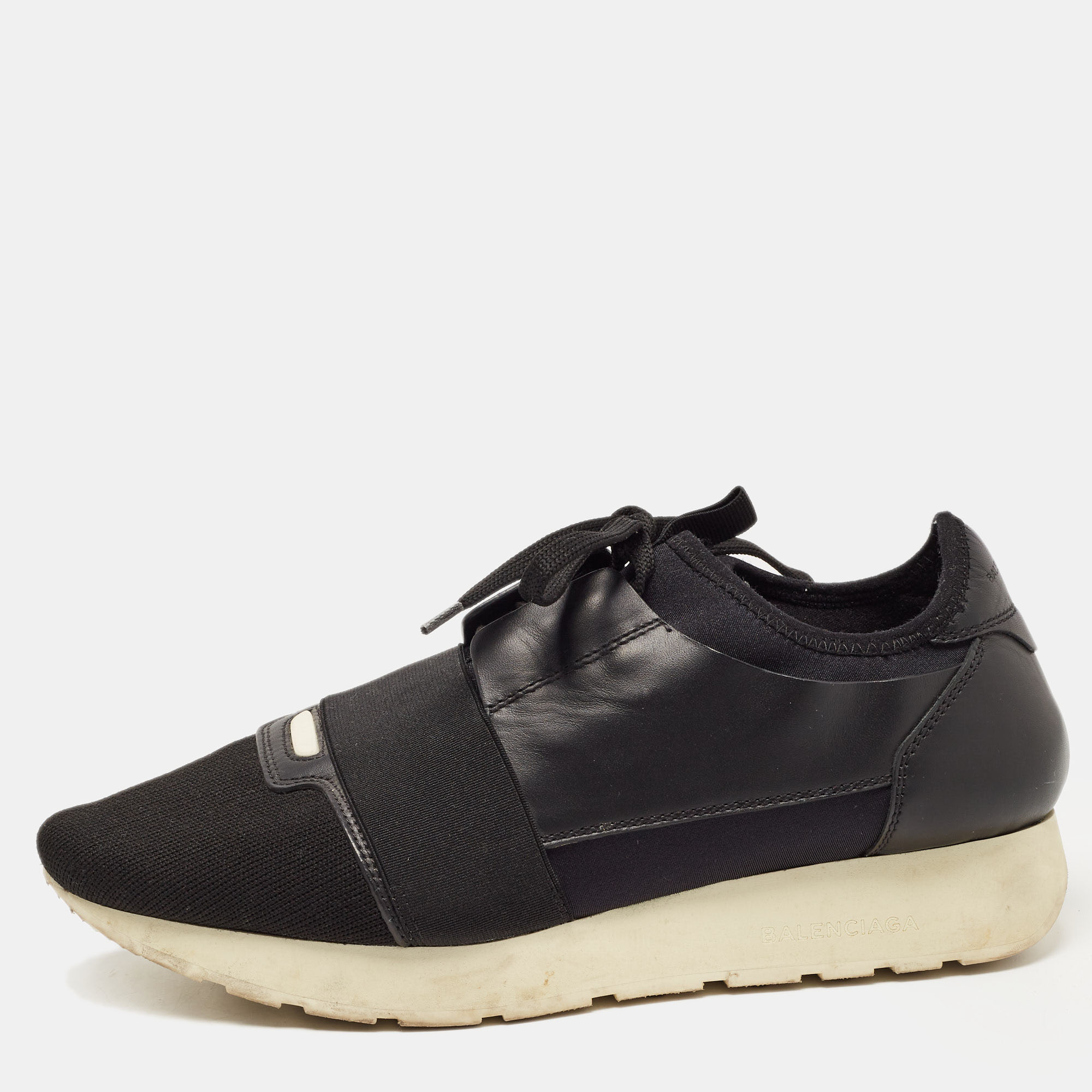 

Balenciaga Black Leather and Mesh Race Runner Sneakers Size