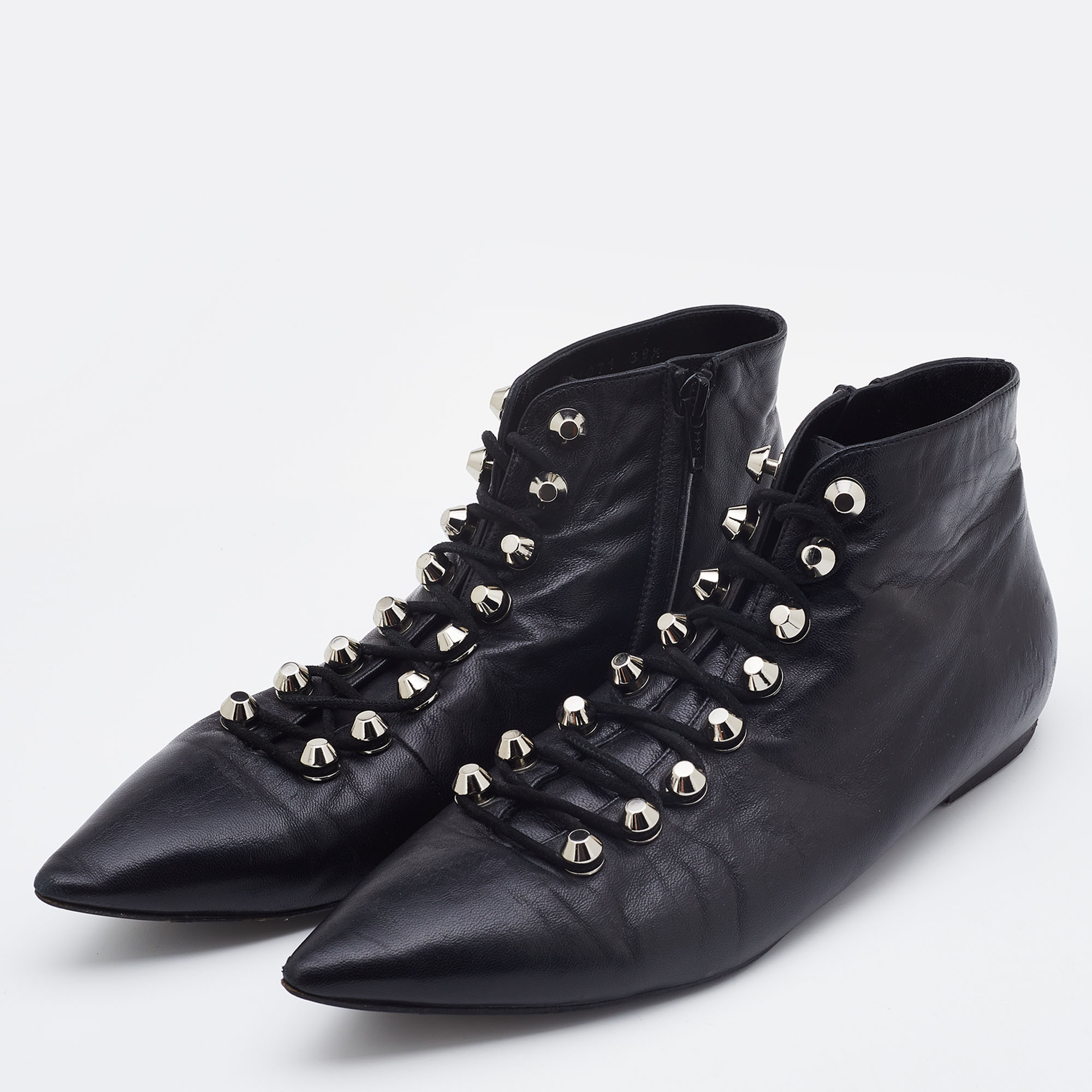 

Balenciaga Black Leather Pointed Toe Ankle Boots Size