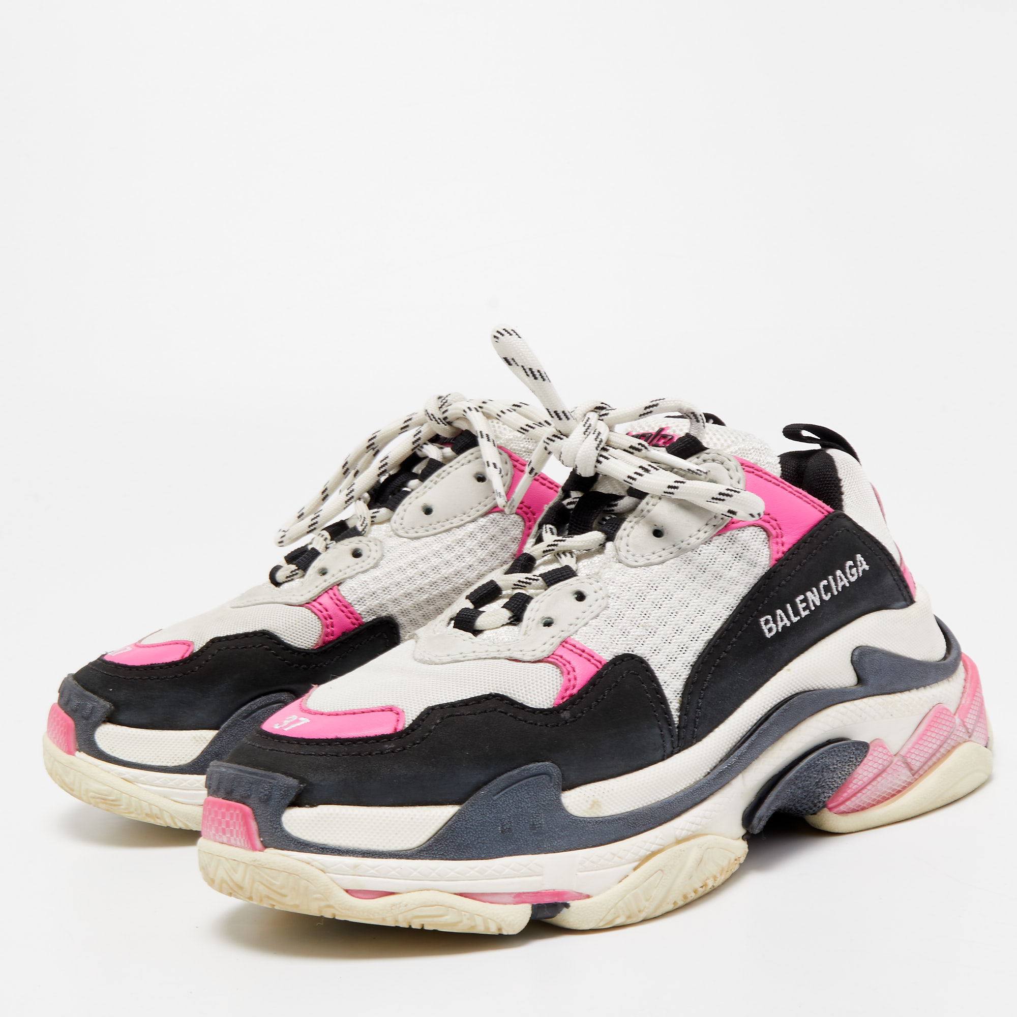 

Balenciaga Tricolor Mesh and Leather Triple S Sneakers Size, Pink