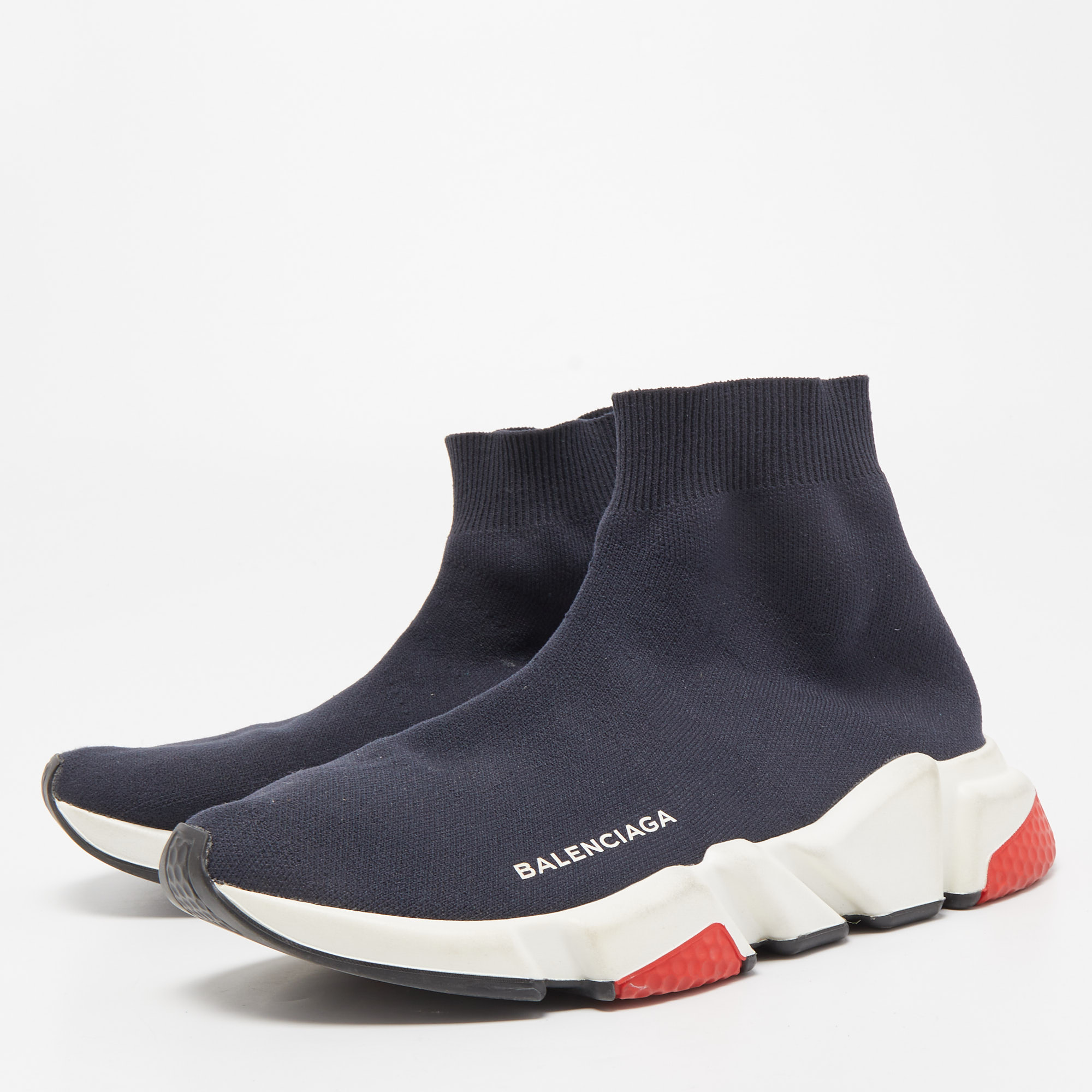 

Balenciaga Navy Blue Knit Fabric Speed Trainer Sneakers Size