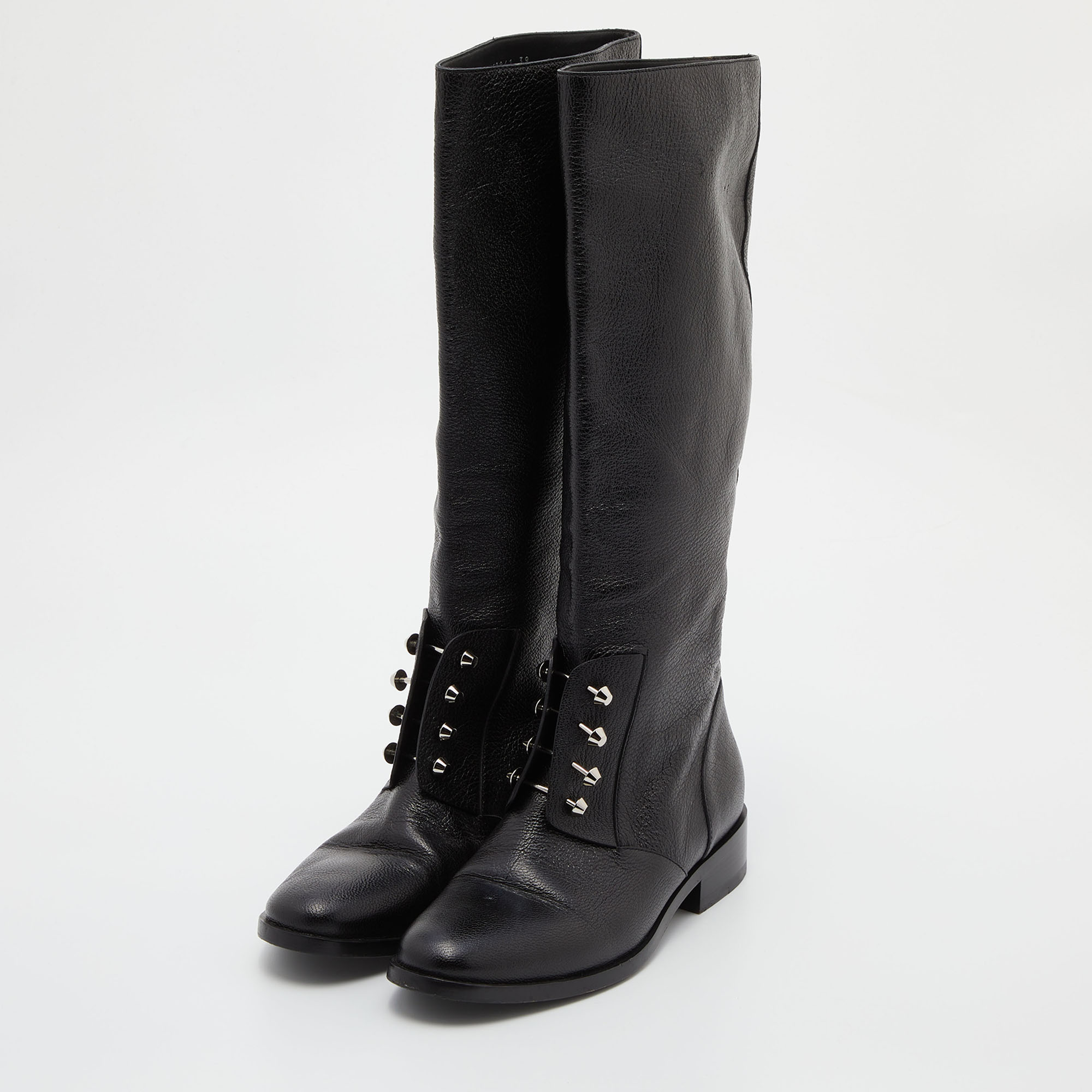 

Balenciaga Black Leather Knee Length Boots Size