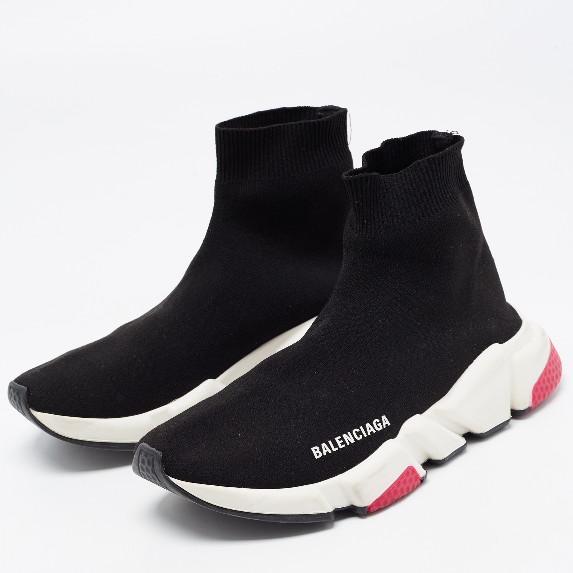 

Balenciaga Black Knit Fabric Speed Trainer Sneakers Size