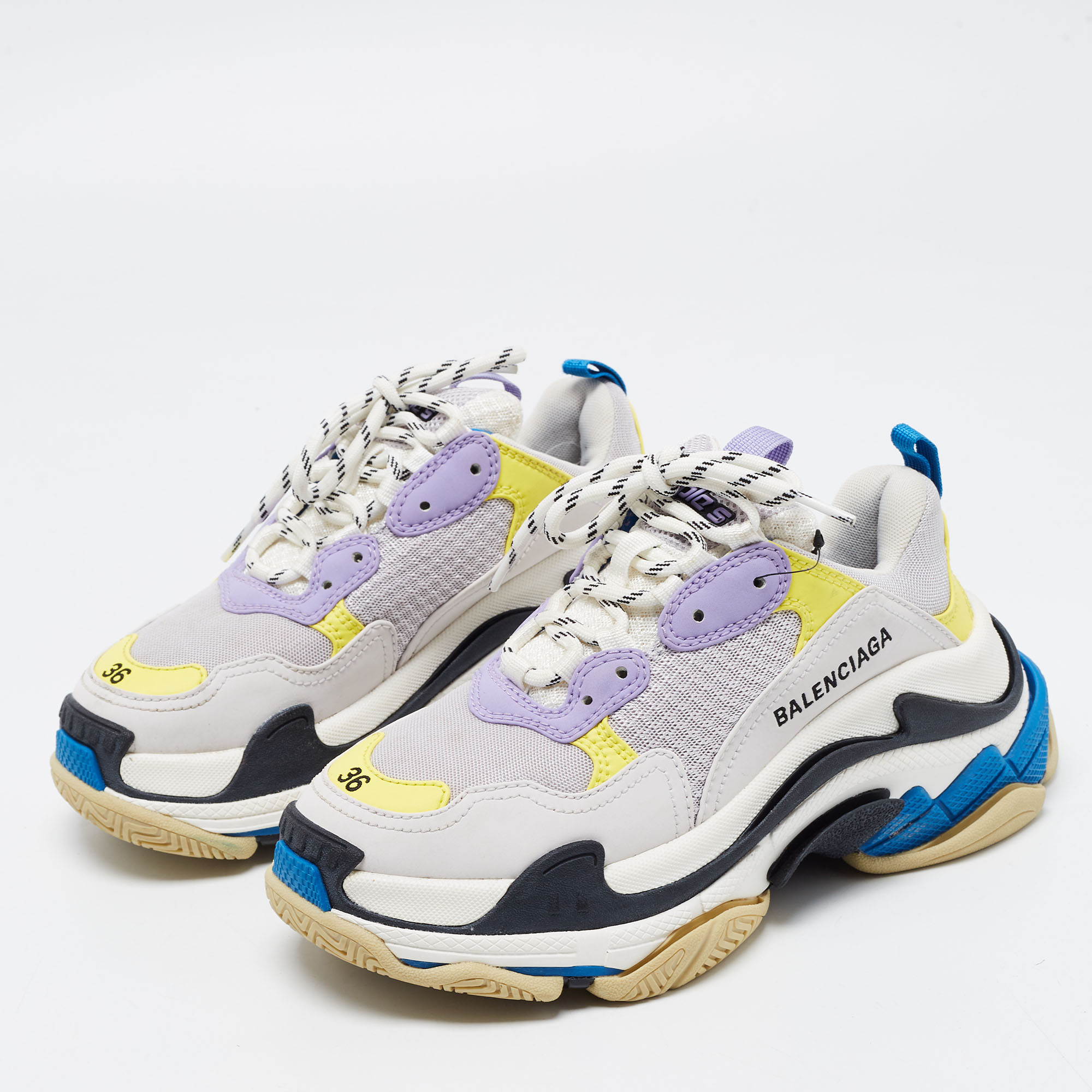 

Balenciaga Multicolor Mesh and Leather Triple S Sneakers Size, Grey