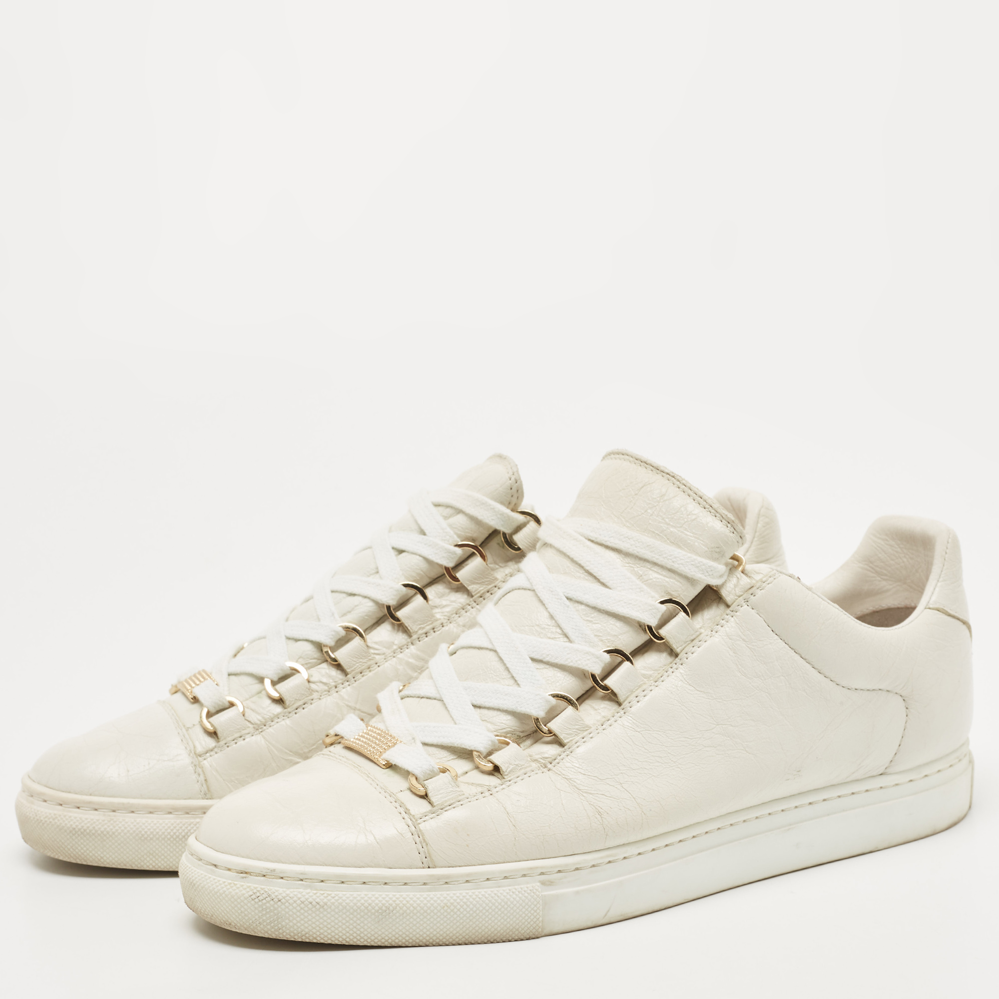 

Balenciaga White Leather Arena Low Top Sneakers Size