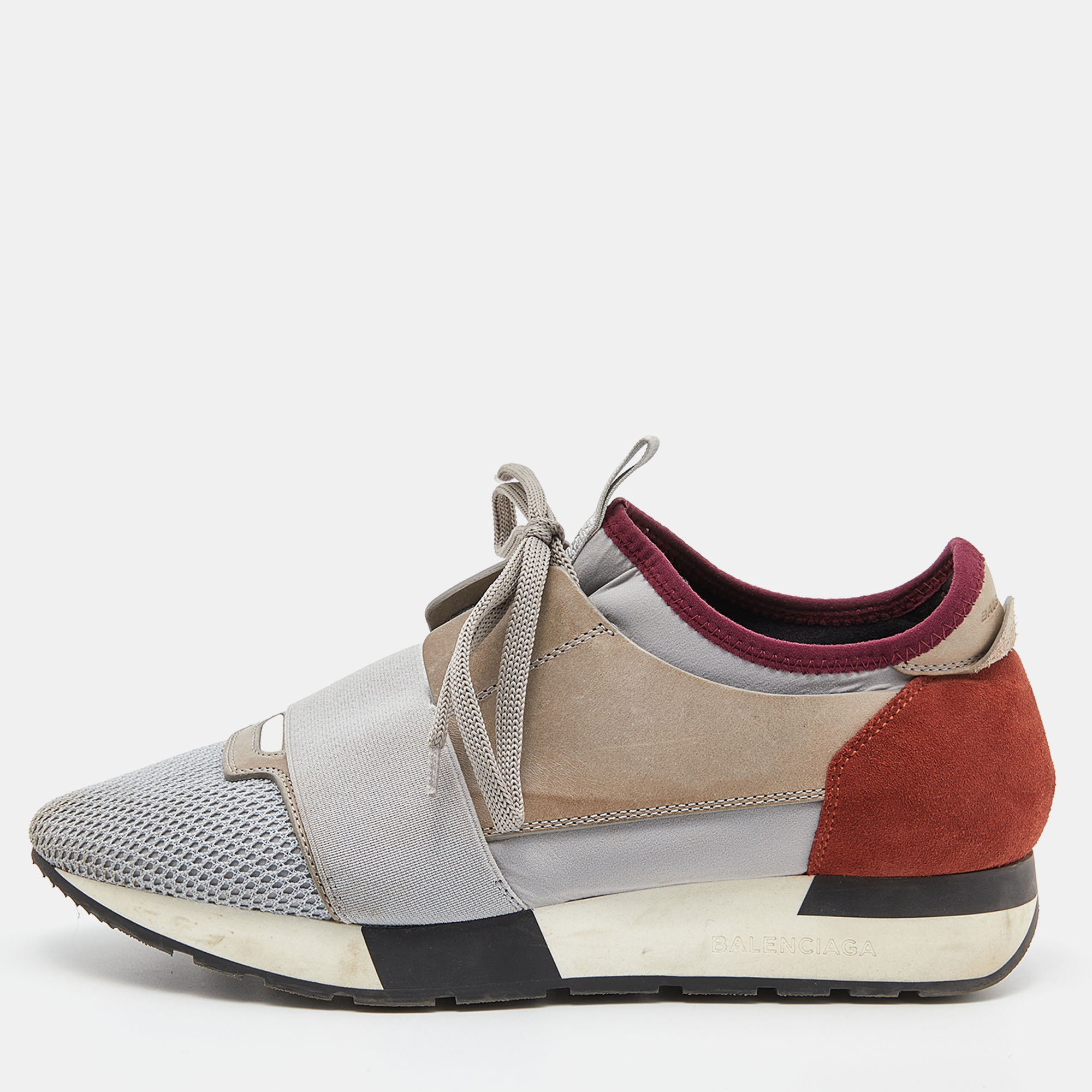 Pre-owned Balenciaga Color Leather Suede Mesh Race Runner Low Size 38 In Multicolor | ModeSens