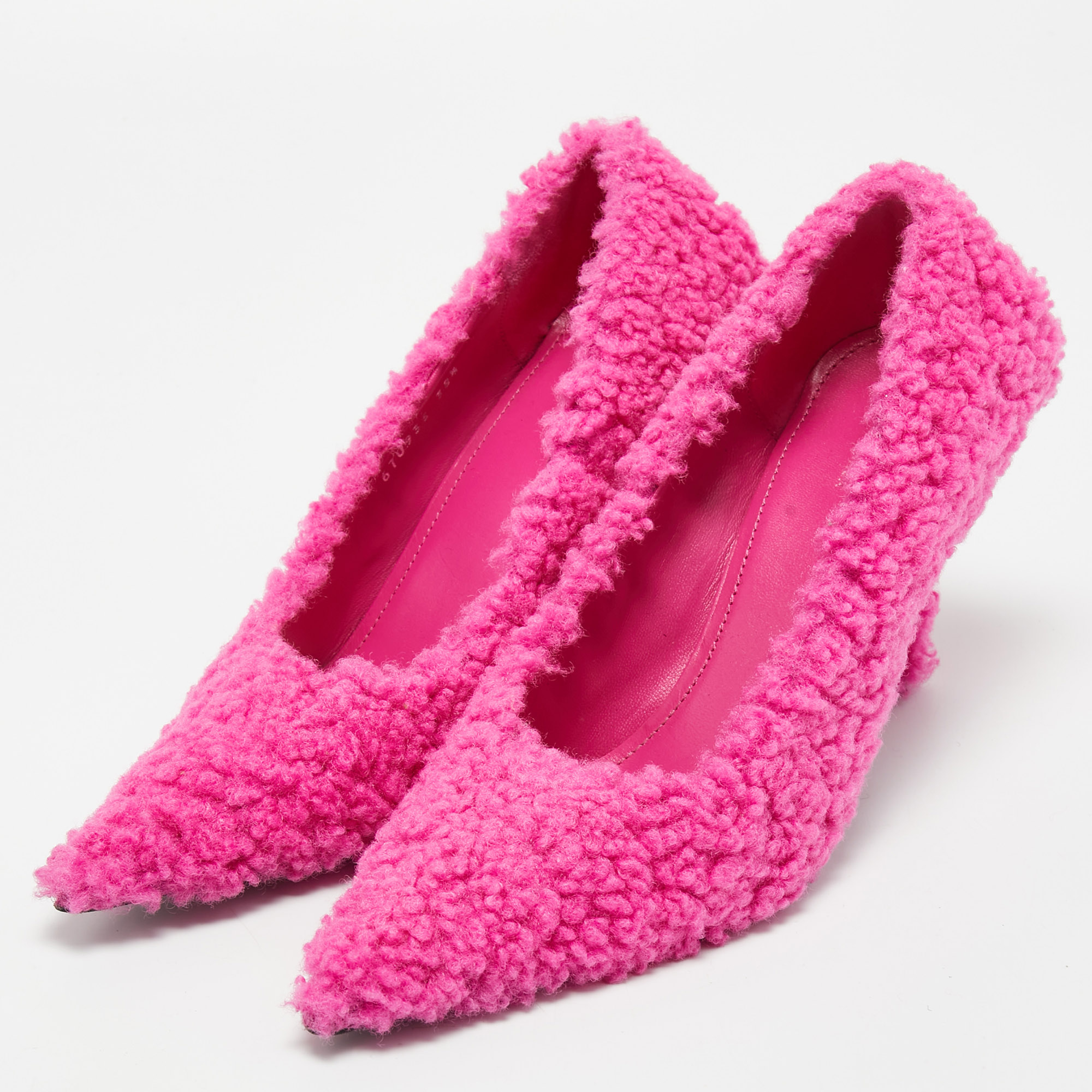 

Balenciaga Pink Shealing Fur Knife Pumps Size