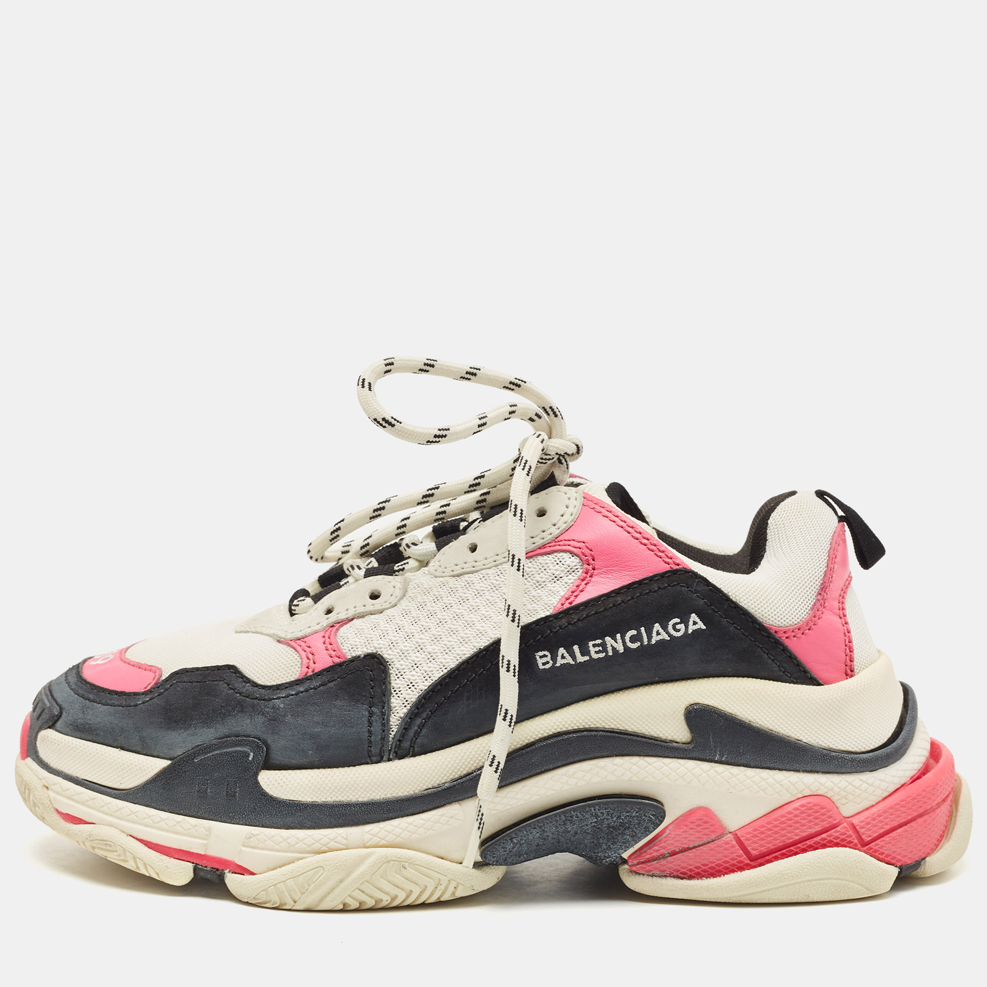 Balenciaga Tricolor Leather and Mesh Triple S Sneakers Size 39 ...