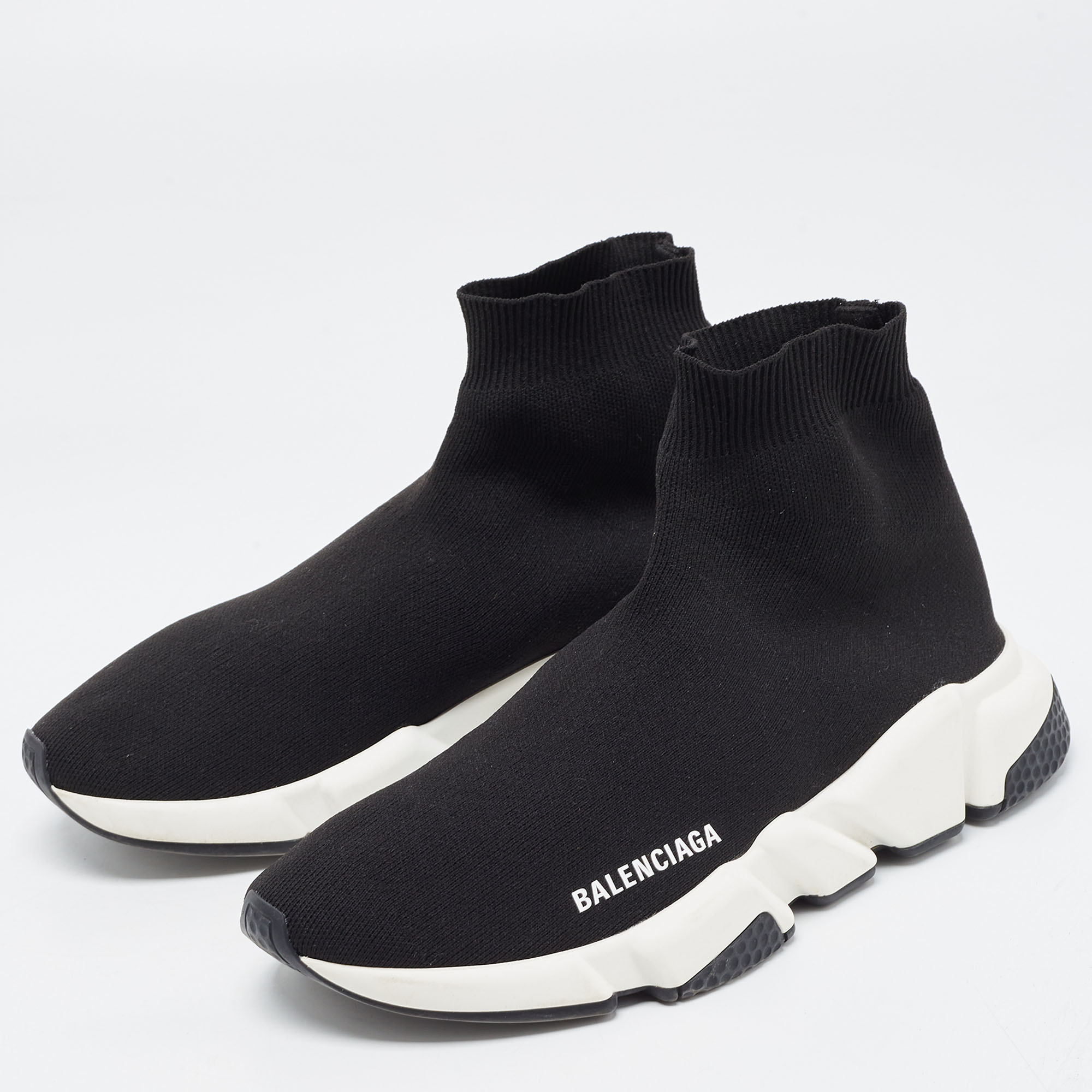 

Balenciaga Black Knit Speed Trainer High Top Sneakers Size
