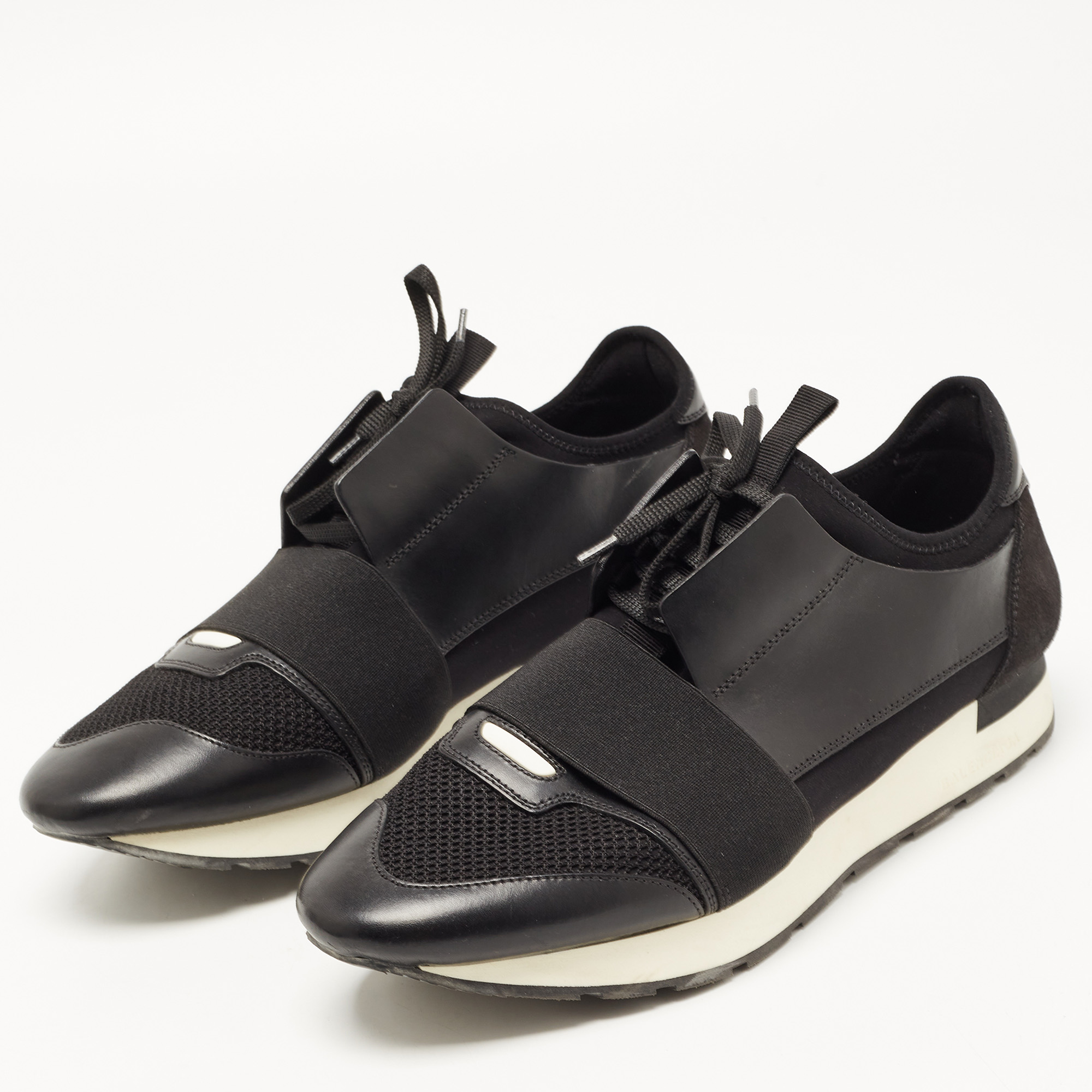 

Balenciaga Black Leather and Mesh Race Runner Sneakers Size