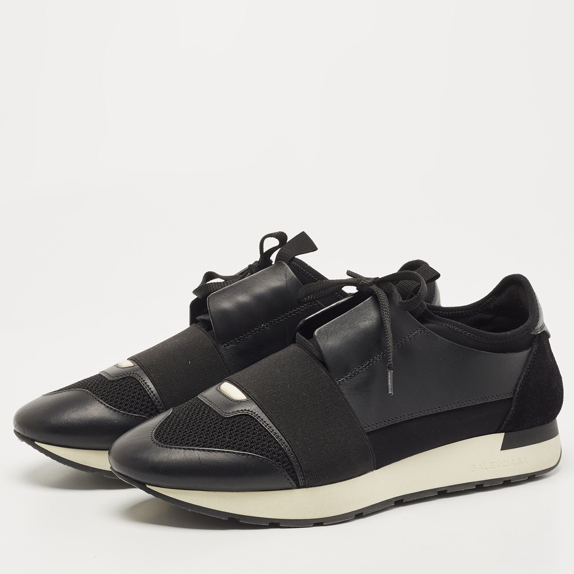 

Balenciaga Black Leather and Suede Race Runner Sneakers Size