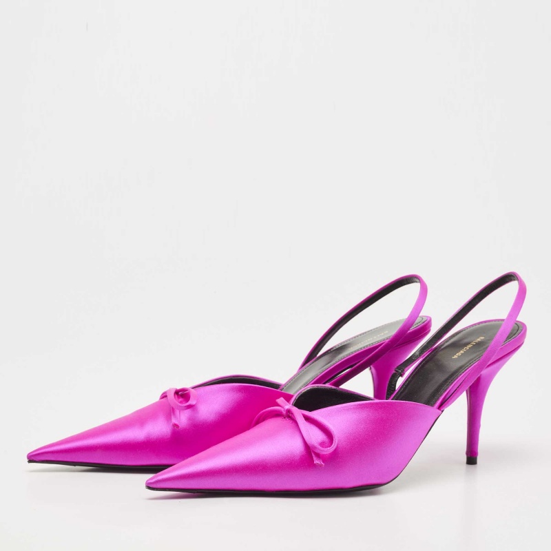 

Balenciaga Magenta Satin Knife Bow Slingback Pumps Size, Pink