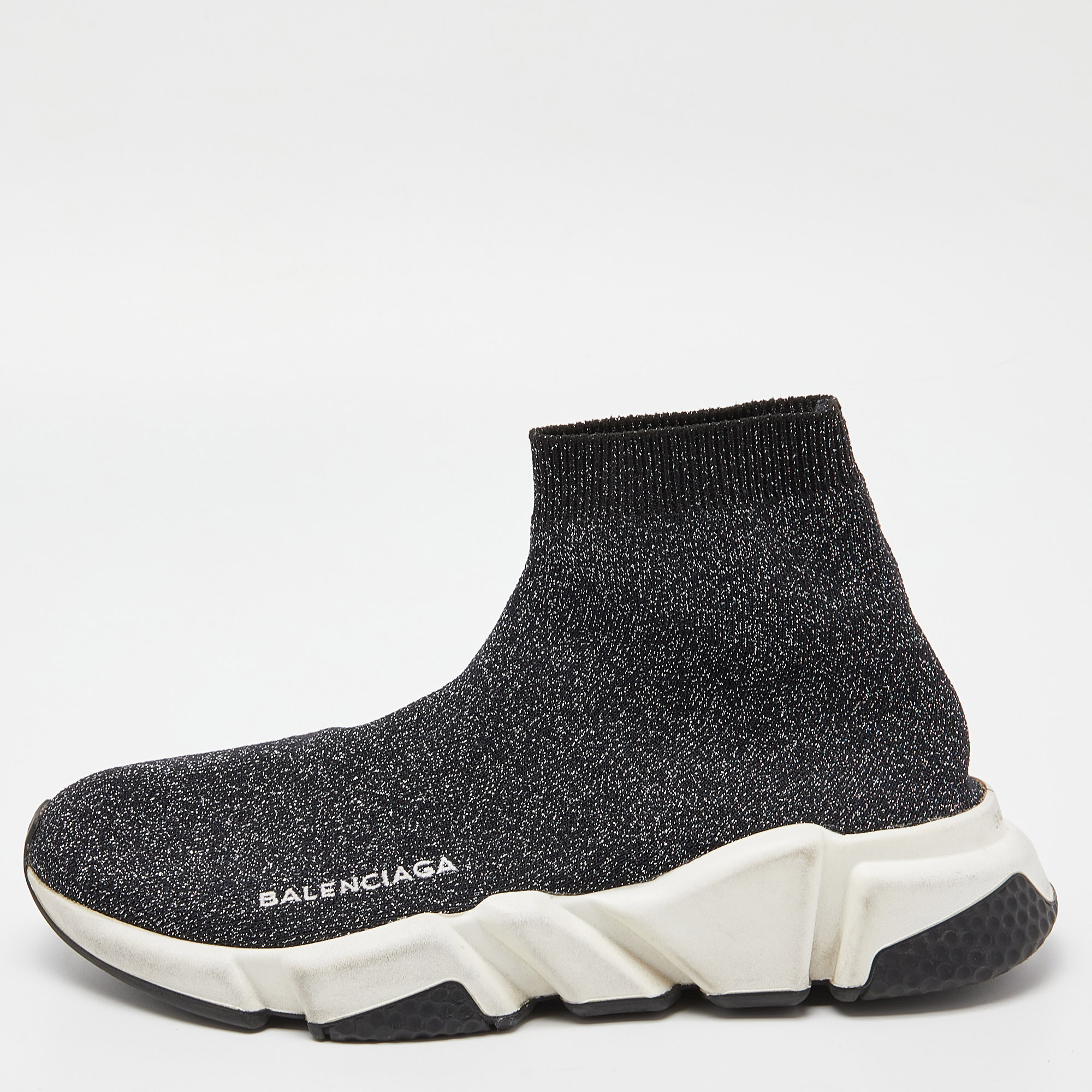 

Balenciaga Shimmery Black Knit Fabric Speed Trainer Sneakers Size