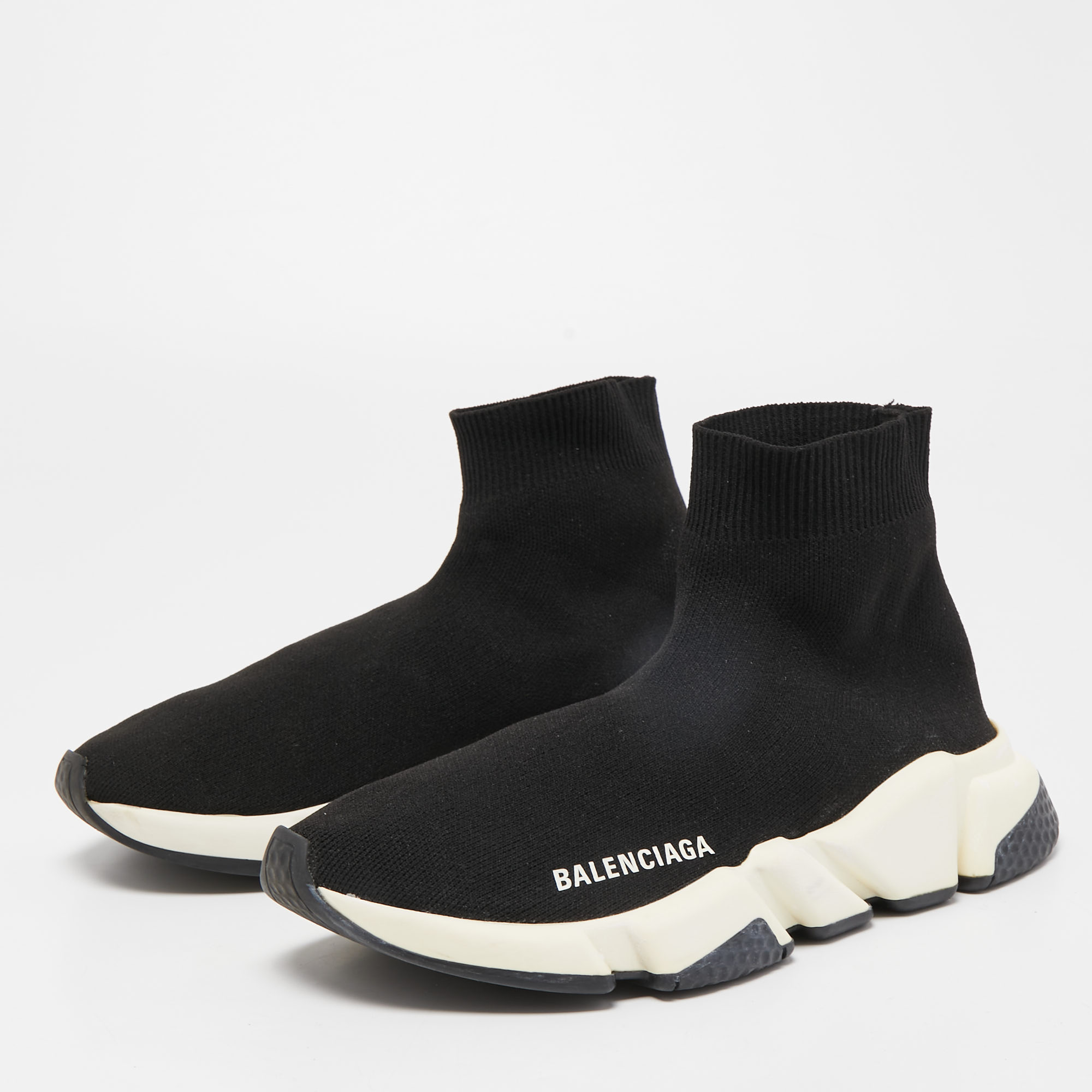 

Balenciaga Black Knit Fabric Speed High Top Sneakers Size