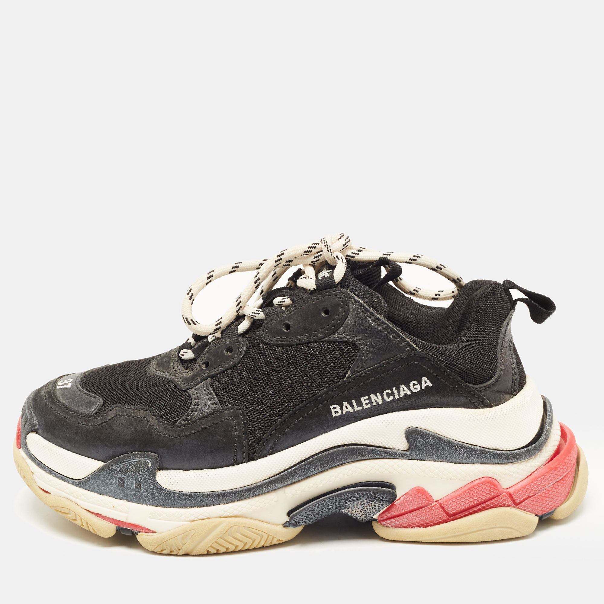 

Balenciaga Black Leather and Mesh Triple S Sneakers Size