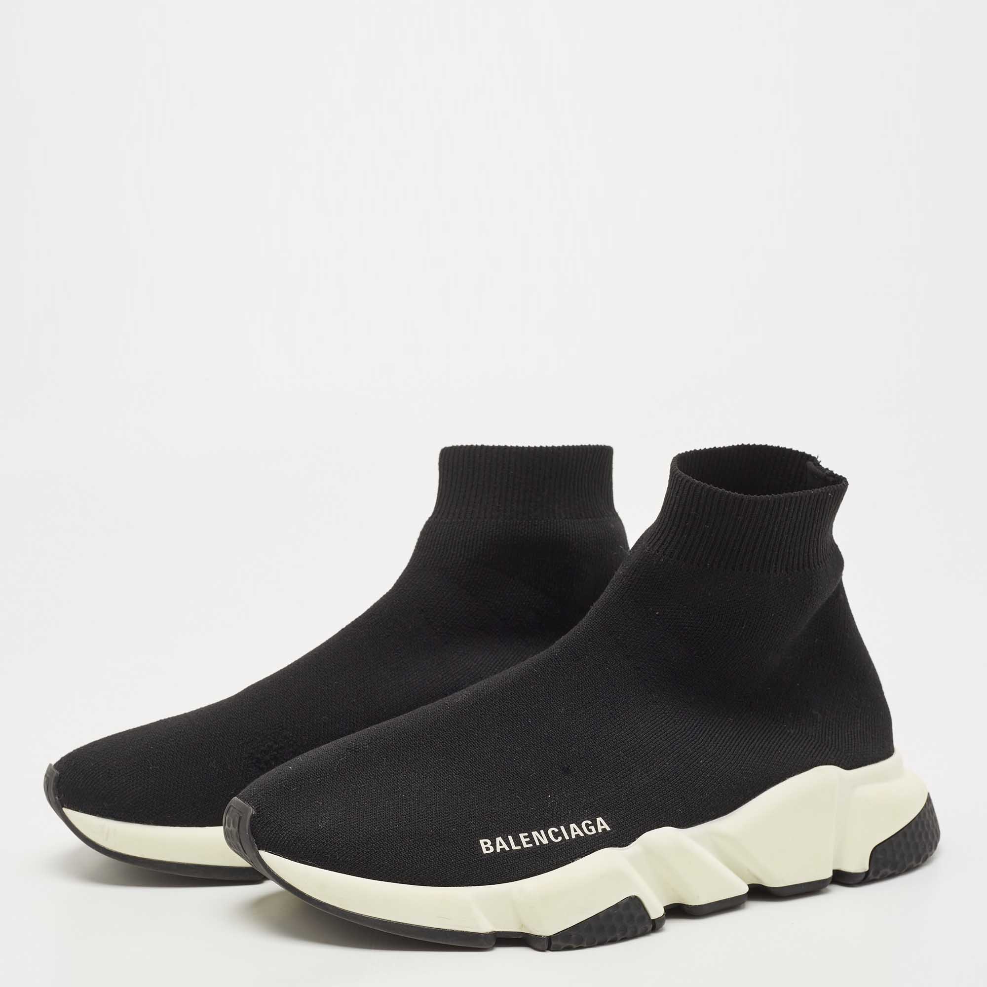 

Balenciaga Black Knit Fabric Speed Trainer High Top Sneakers Size