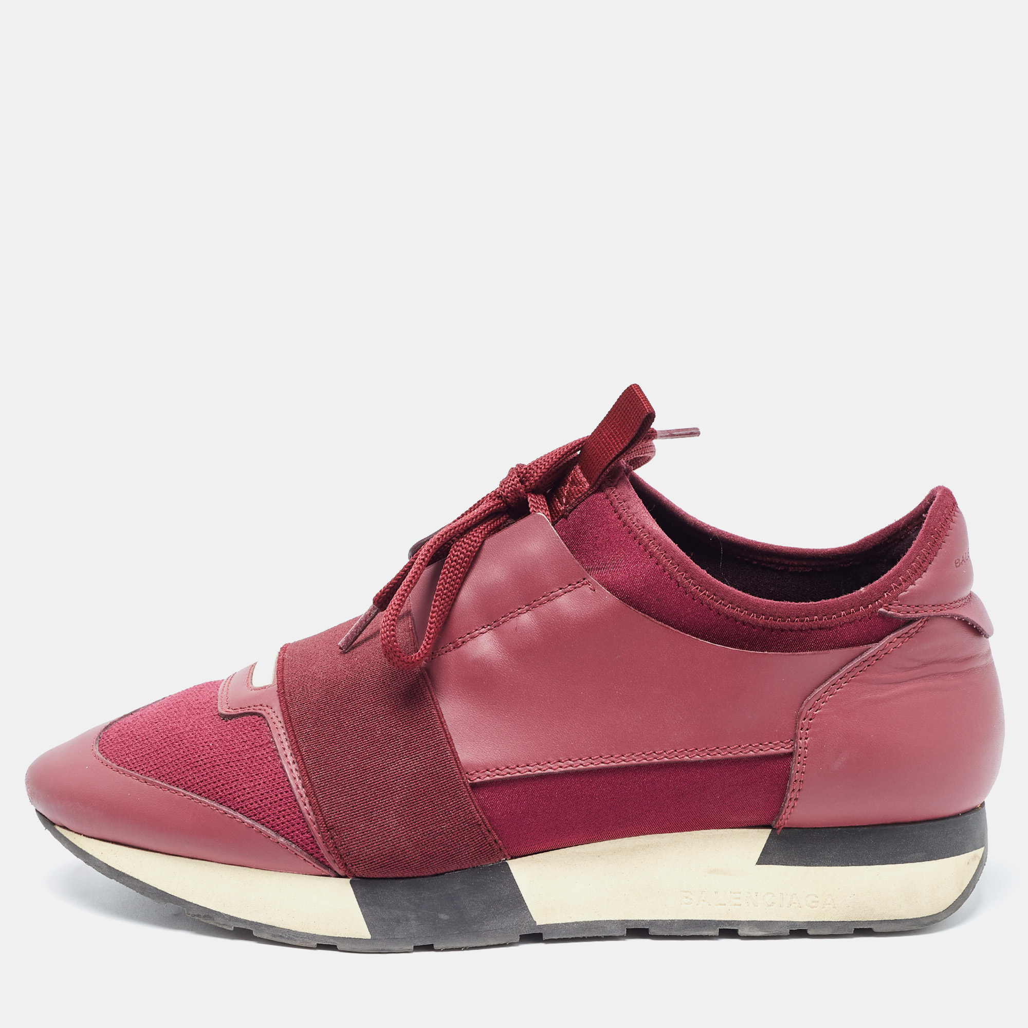 

Balenciaga Burgundy Leather and Fabric Race Runner Sneakers Size