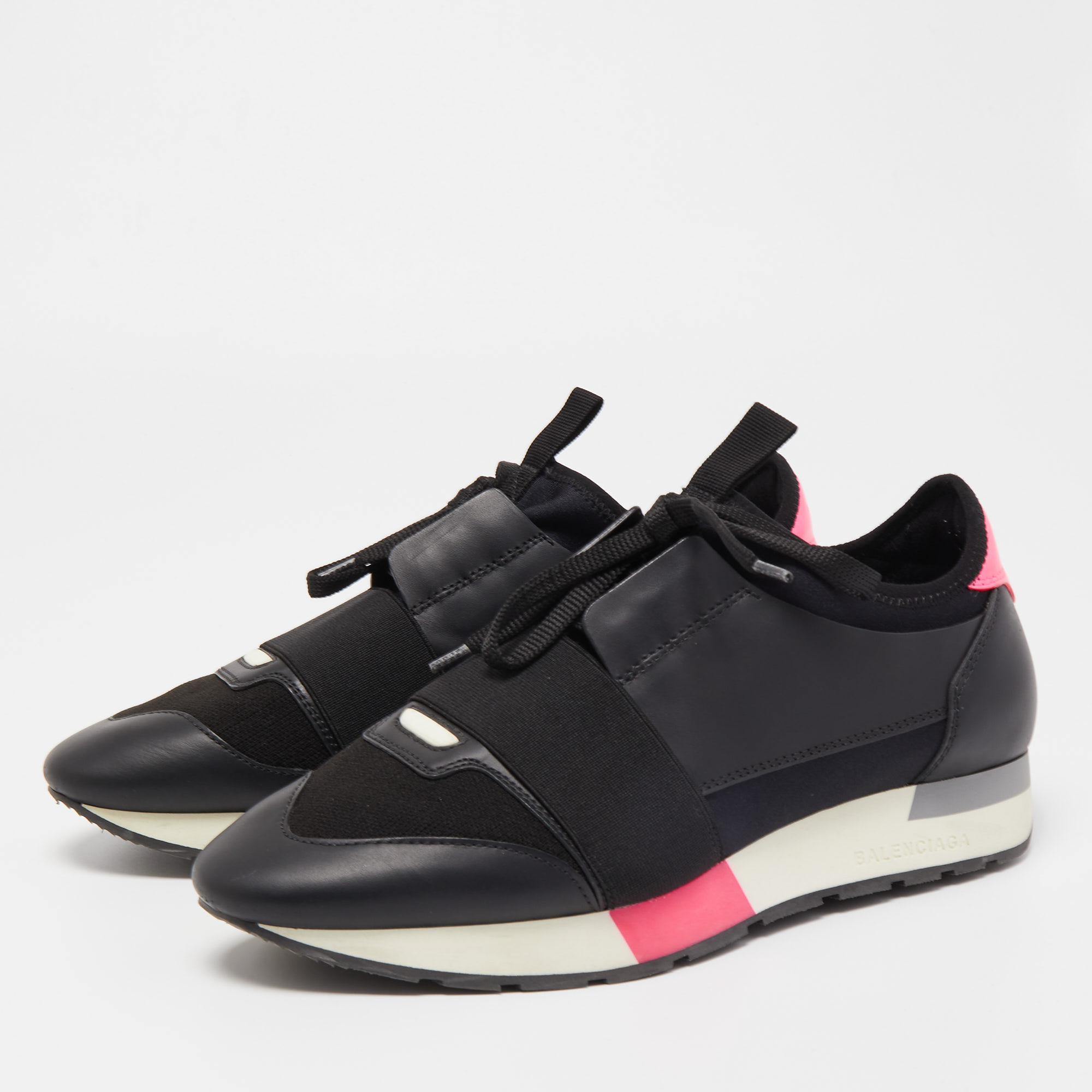 

Balenciaga Black Leather and Fabric Race Runner Sneakers Size