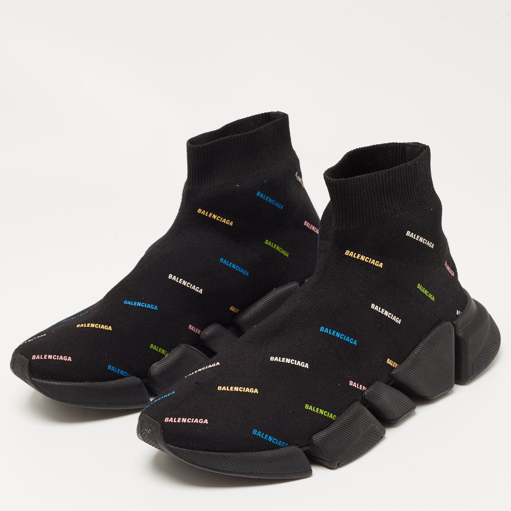 

Balenciaga Black Knit Fabric Speed Trainer High Top Sneakers Size