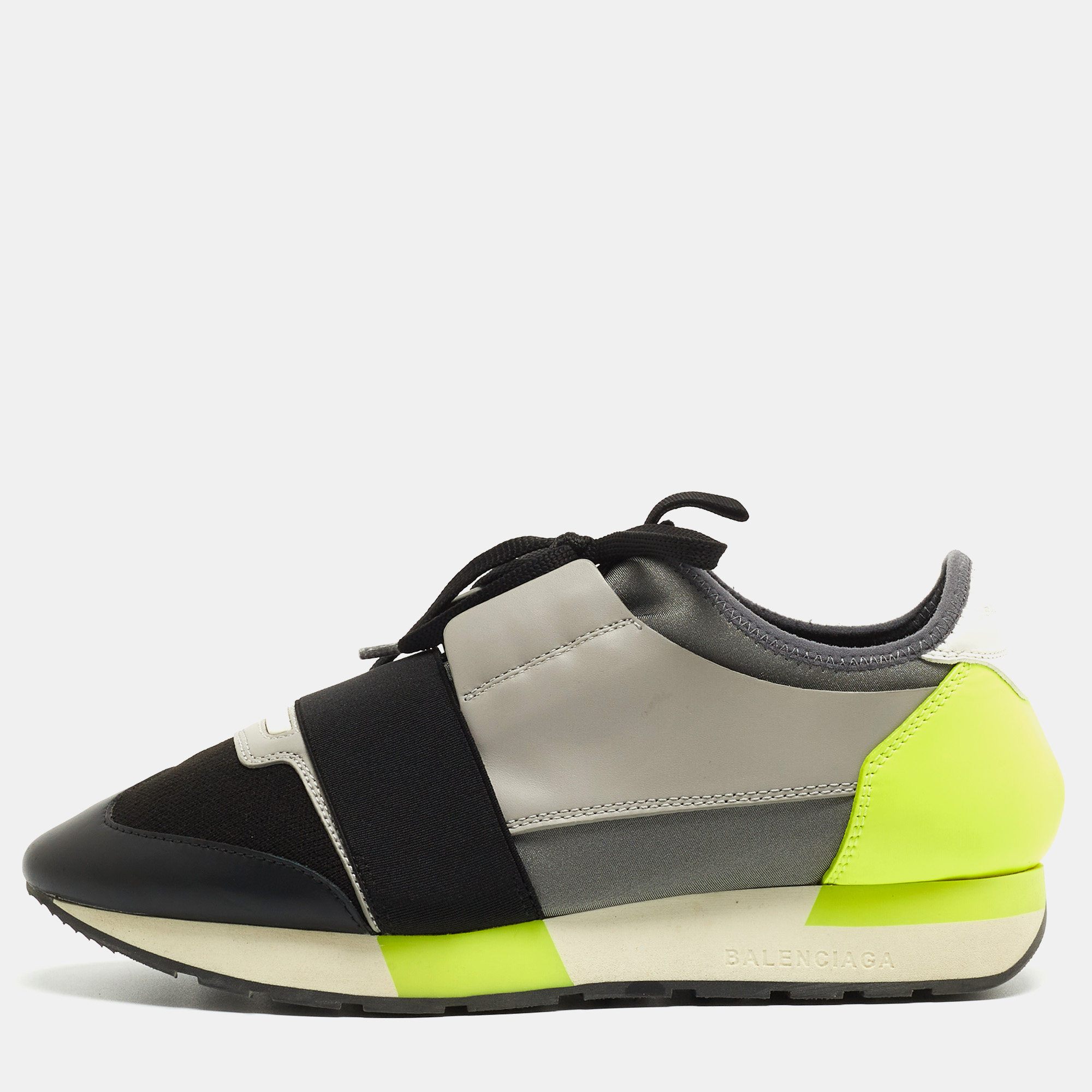 

Balenciaga Tricolor Leather and Fabric Race Runner Low Top Sneakers Size, Multicolor