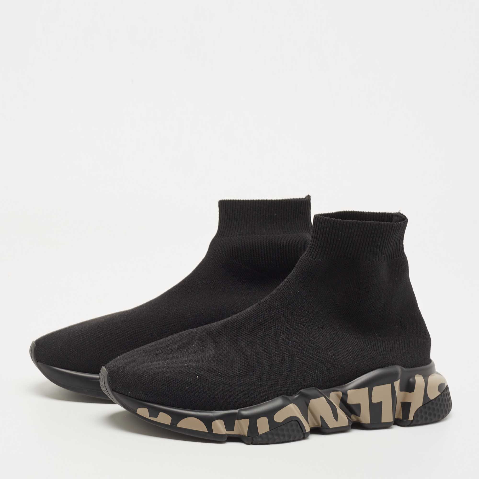 

Balenciaga Black Knit Fabric Speed Trainer Sneakers Size