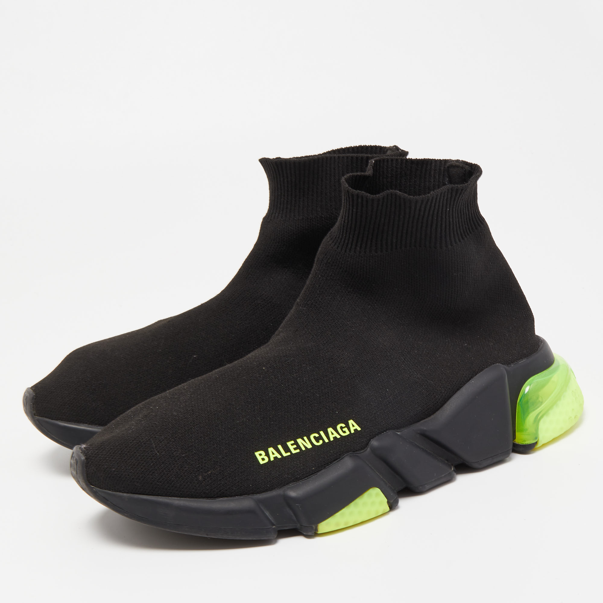

Balenciaga Black Knit Fabric Speed Trainer High Top Sneakers Size