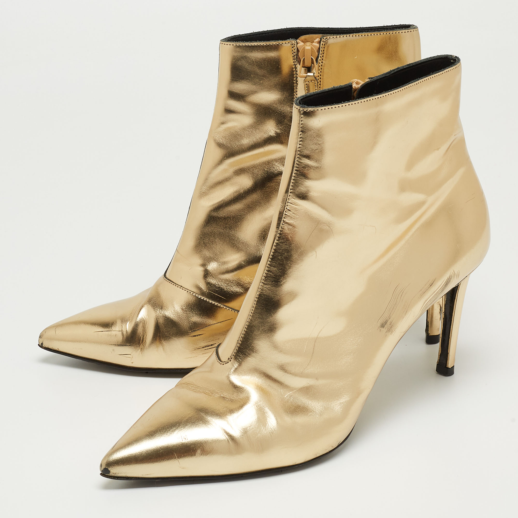 

Balenciaga Gold Leather Ankle Boots Size