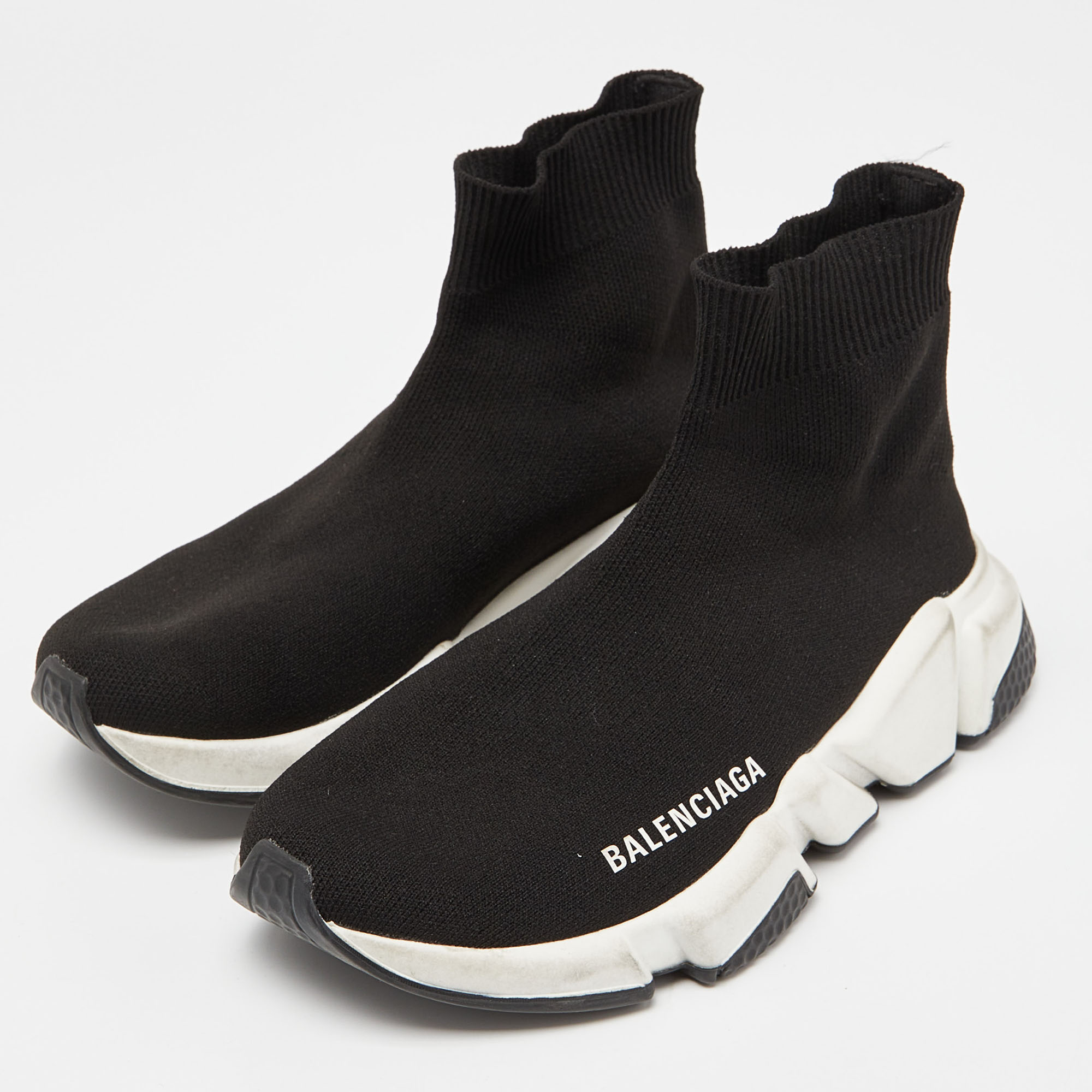 

Balenciaga Black Knit Fabric Speed High Top Sneakers Size