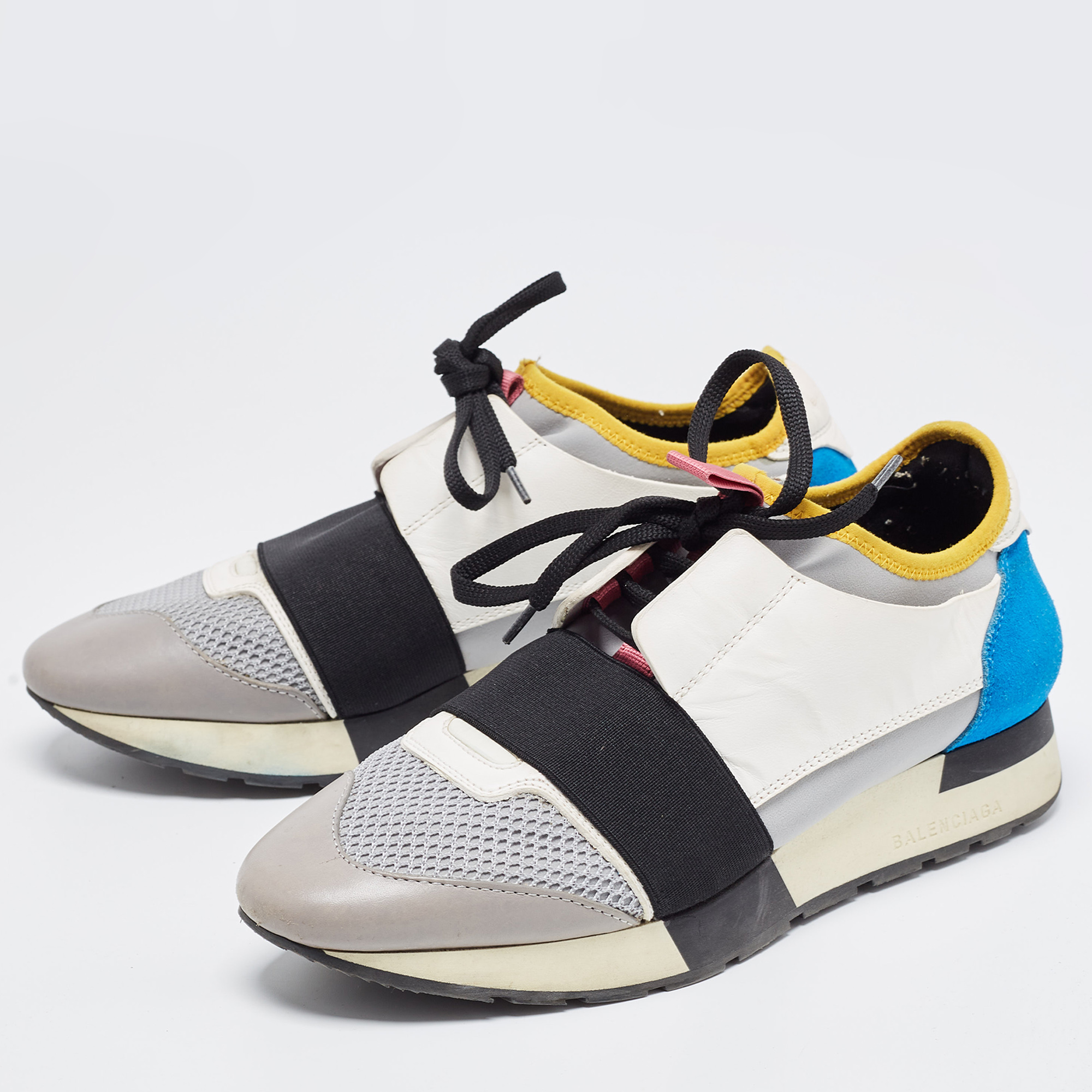 

Balenciaga Multicolor Leather and Mesh Race Runner Sneakers Size