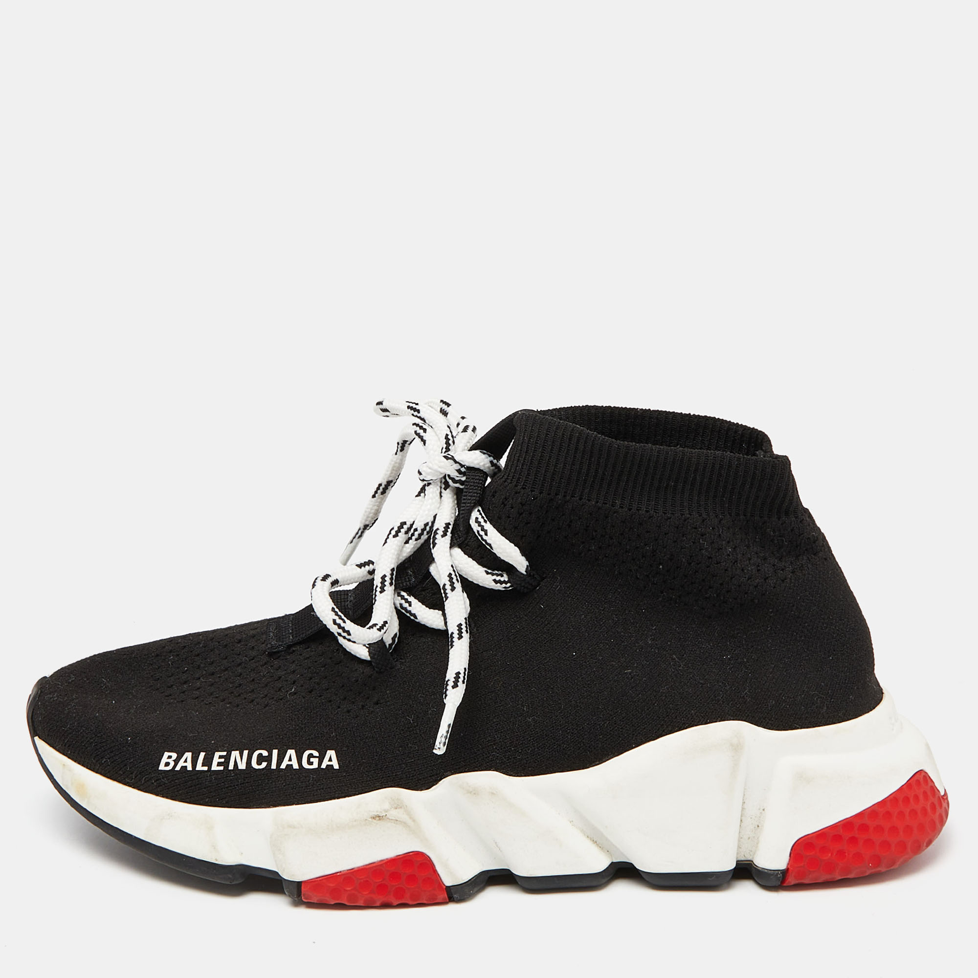 

Balenciaga Black Knit Fabric Speed Trainer Lace Up Sneakers Size