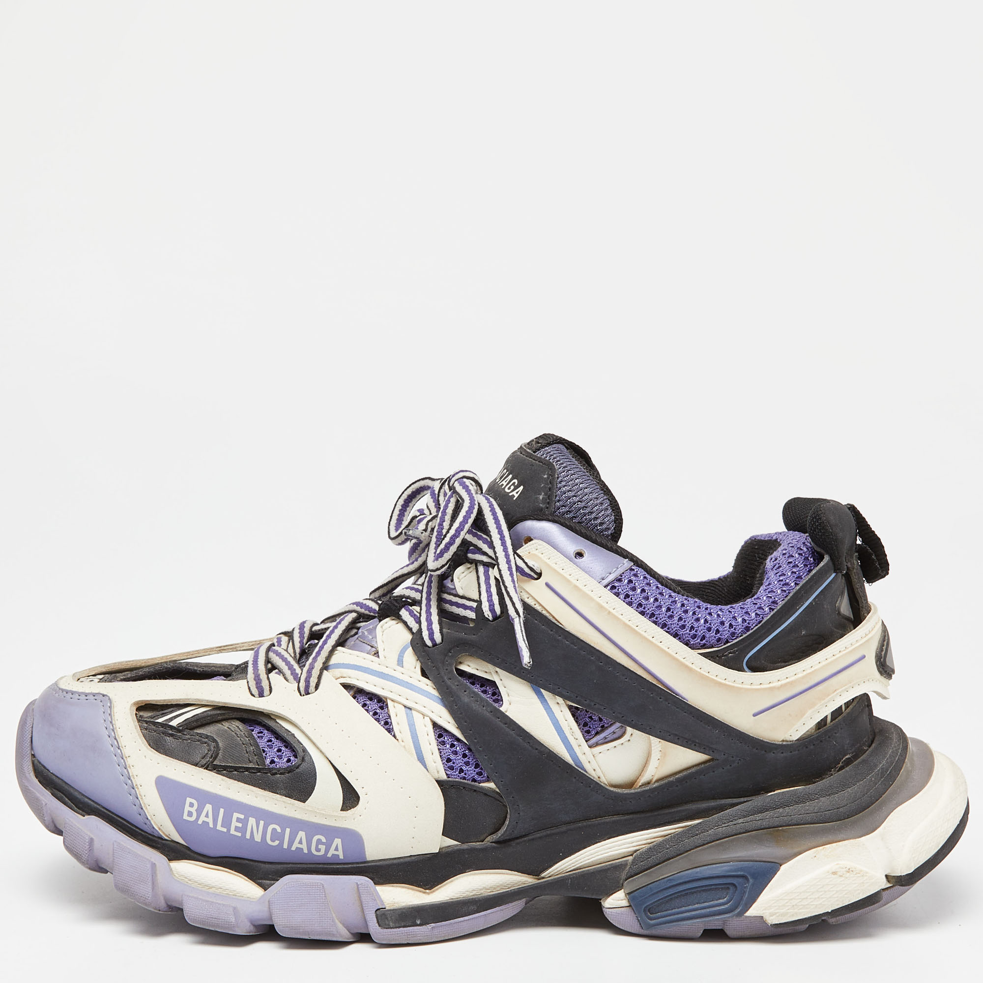 

Balenciaga Purple Mesh and Faux Leather Track Sneakers Size
