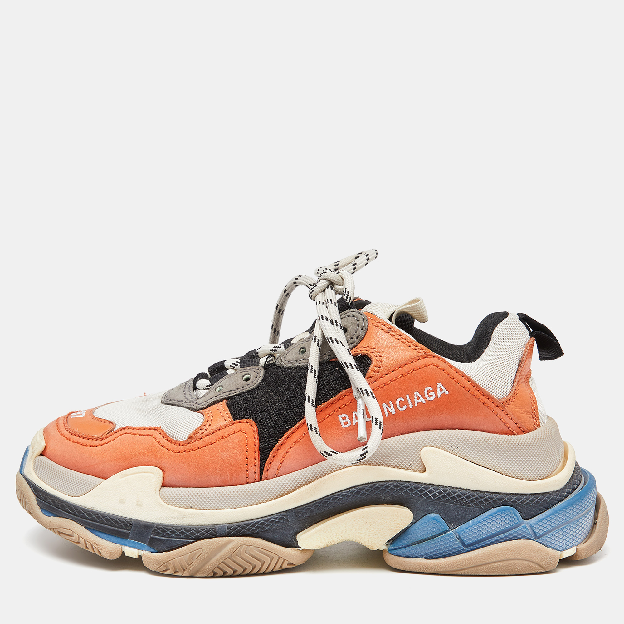 

Balenciaga Tricolor Leather and Mesh Triple S Sneakers Size, Orange