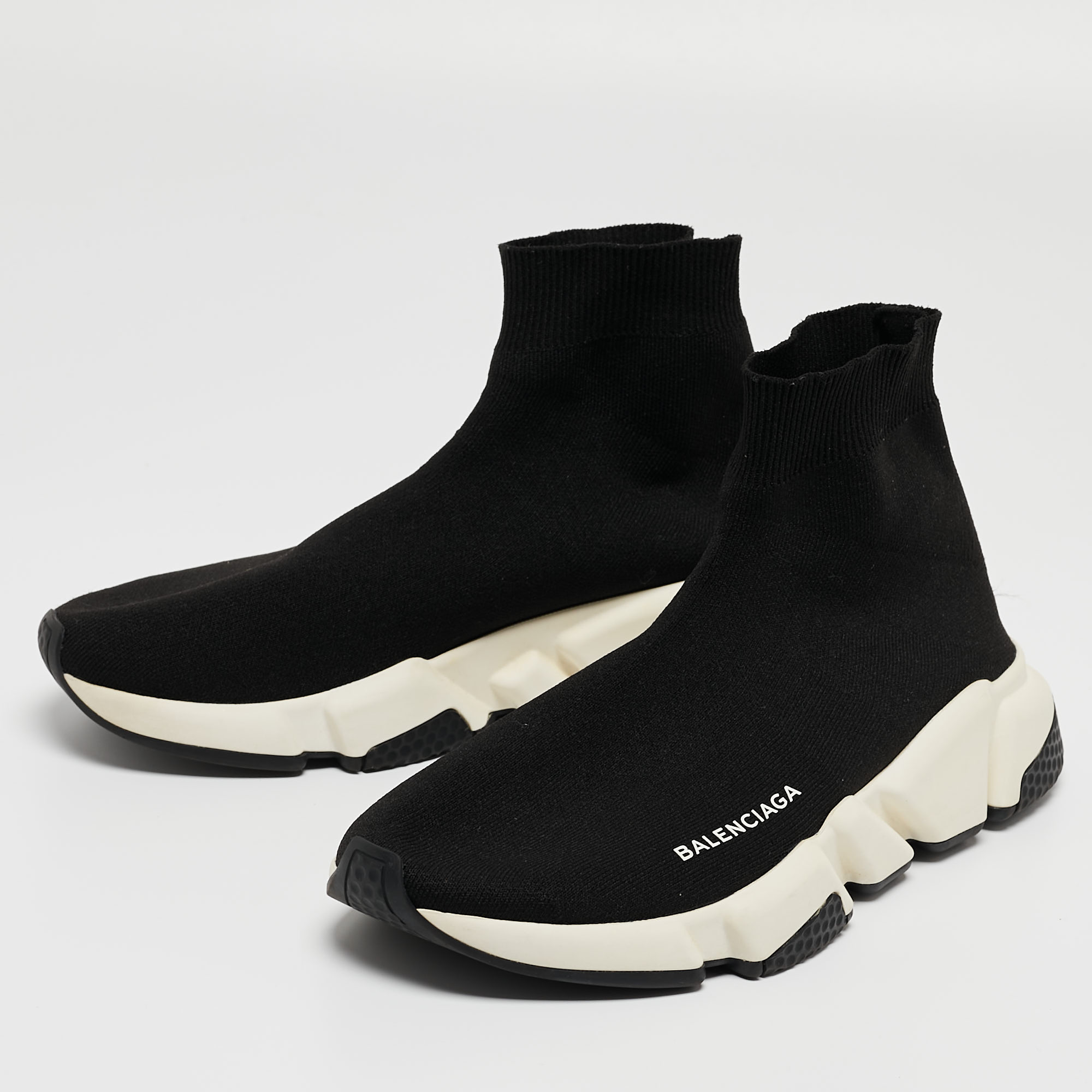 

Balenciaga Black Knit Fabric Speed High Top Sneakers Size