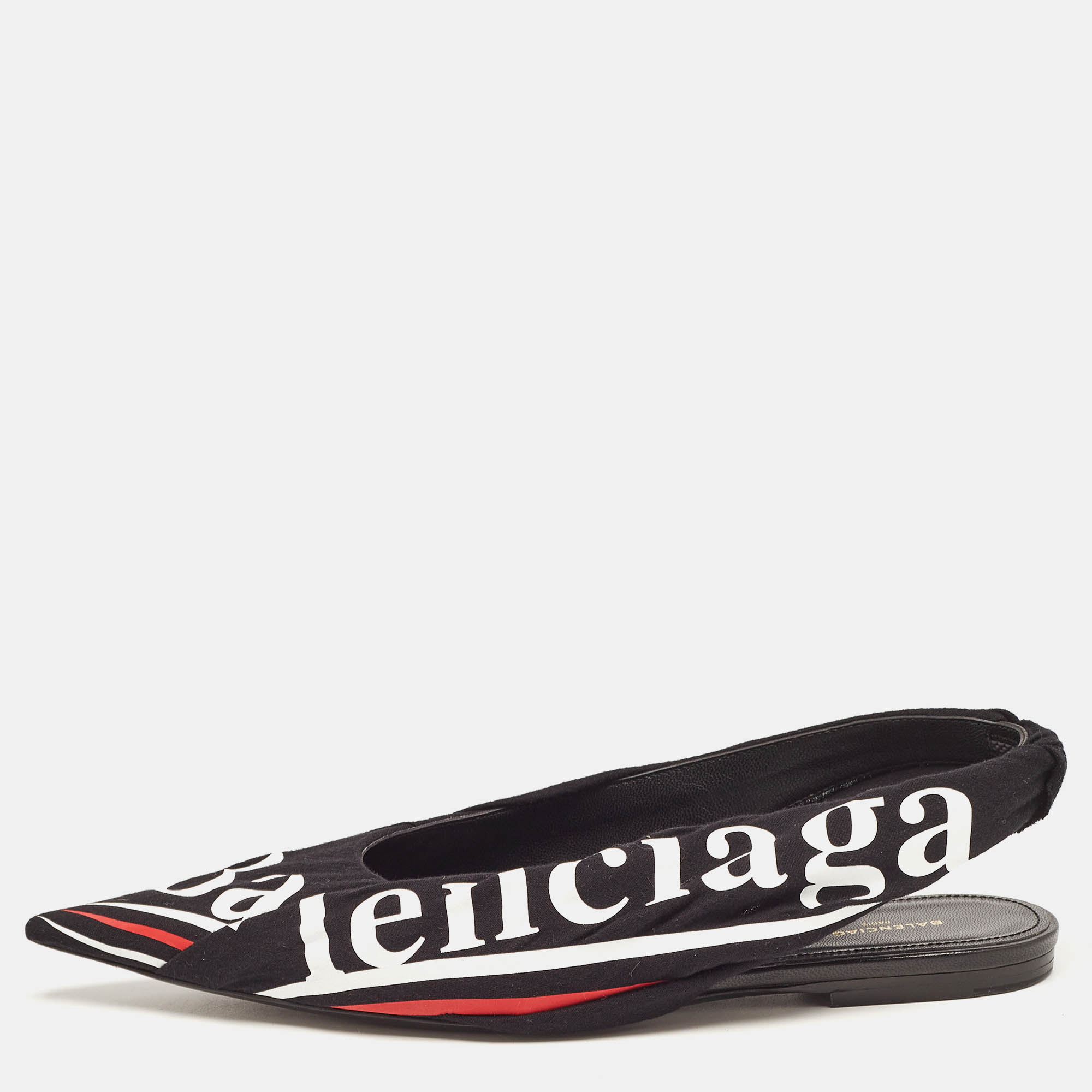 Pre-owned Balenciaga Black Fabric Knife Slingback Sandals Size 36