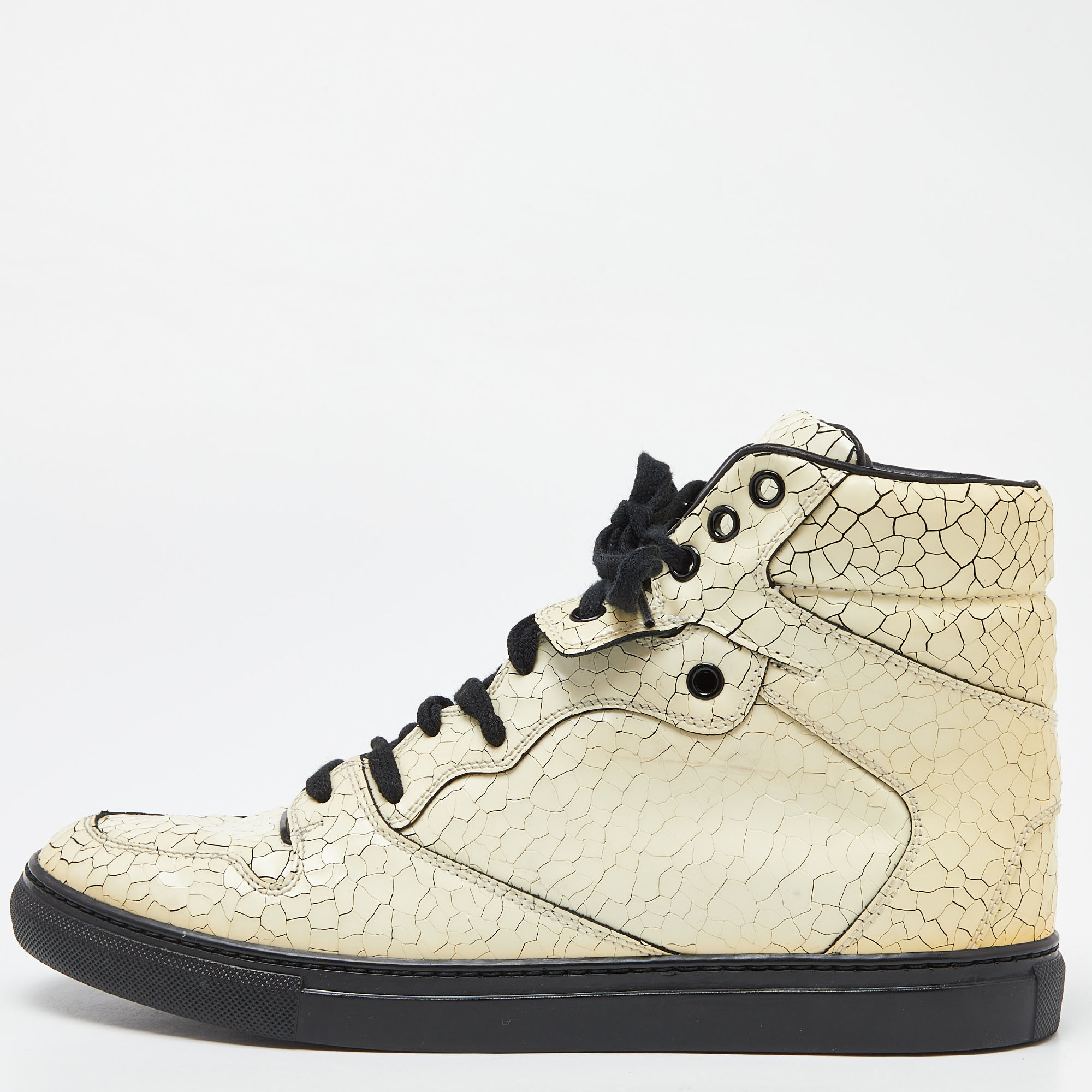 

Balenciaga White Textured Leather High Top Sneakers Size