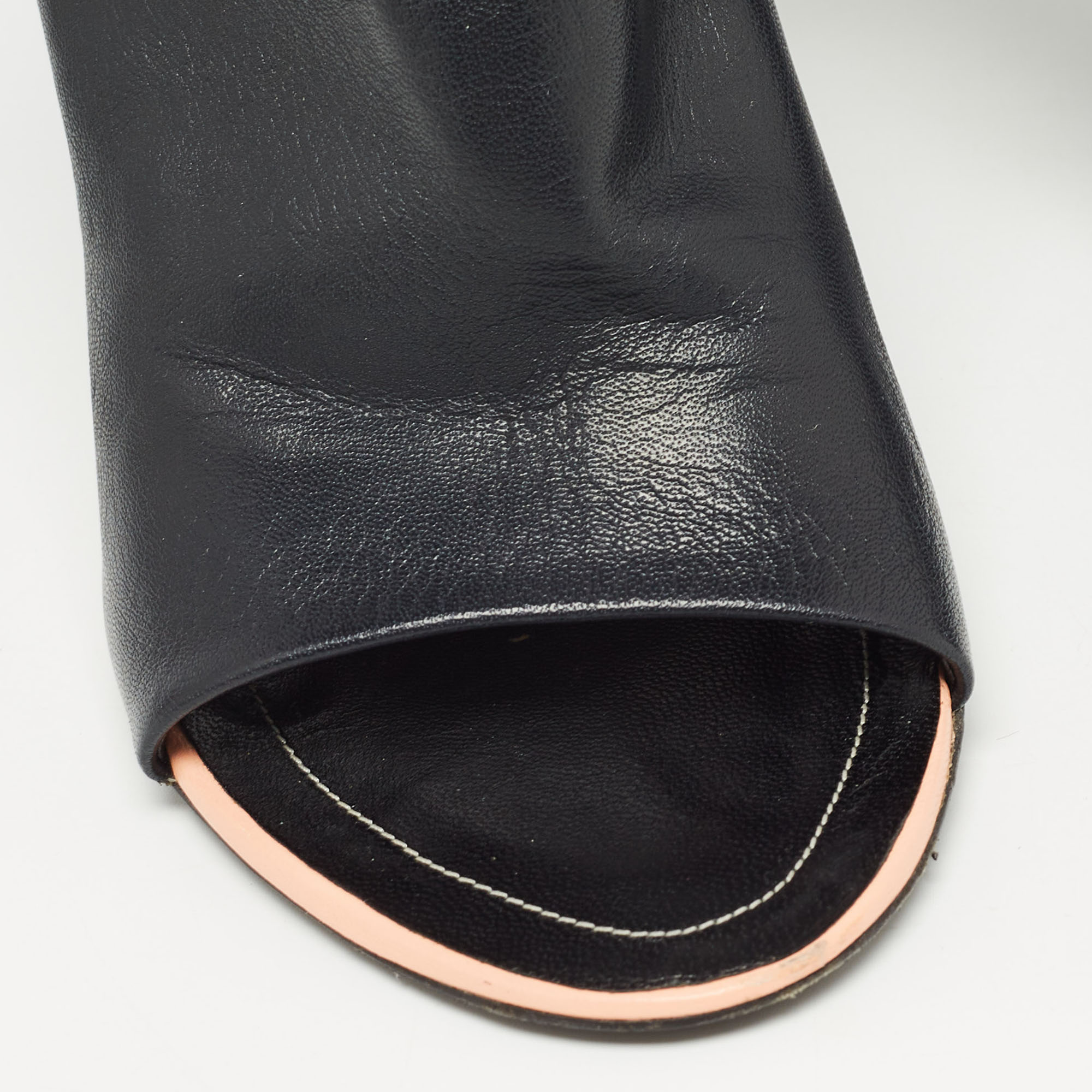 Balenciaga  Black Leather Ankle Strap Sandals Size 38 