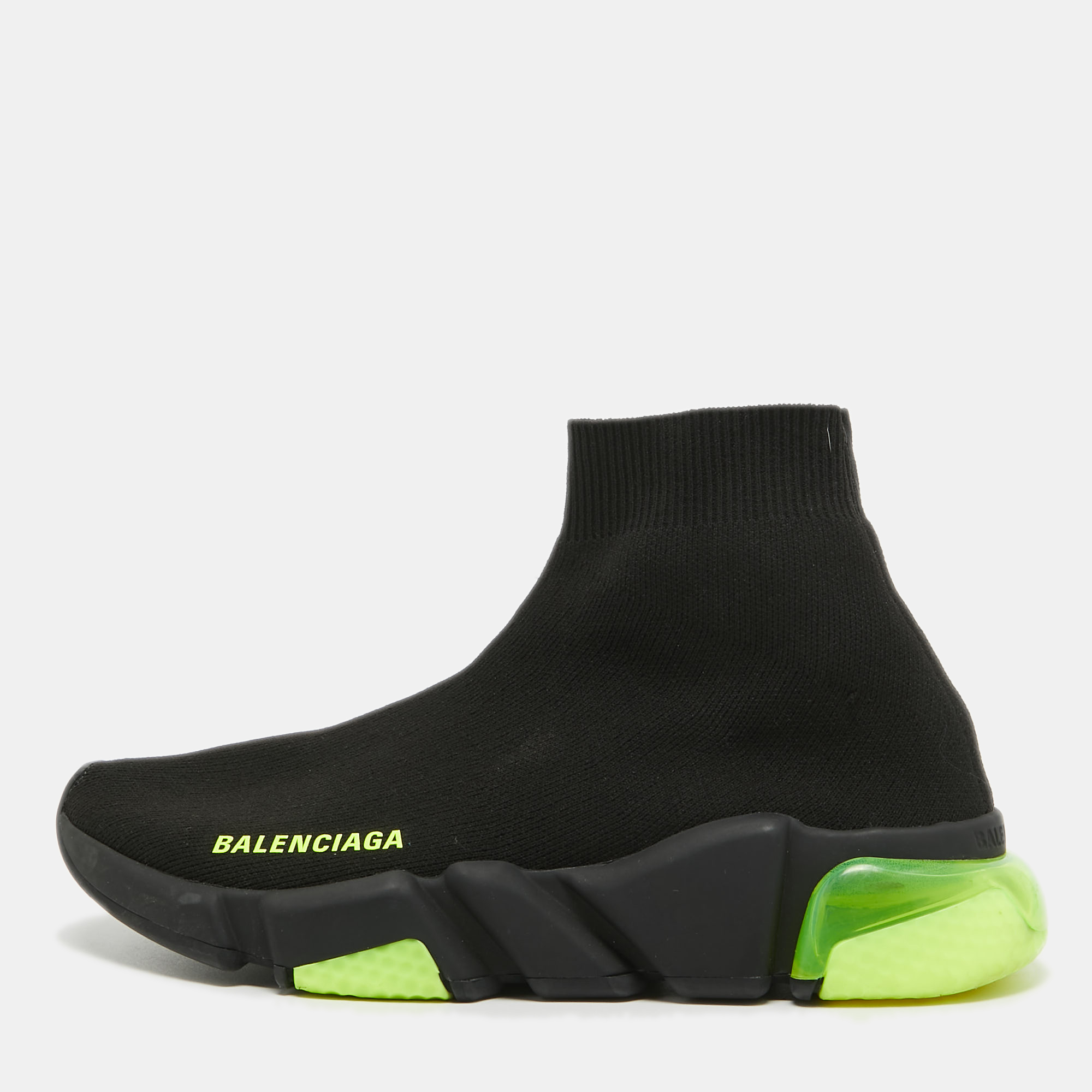 Celebrating the fusion of sports and luxury fashion these Balenciaga Speed Trainer sneakers are absolutely worth the splurge. They are laceless and so well crafted with logo accented knit fabric in a sock style. The sneakers are also designed with shock absorption and memory soles to assist you at every step. Fully equipped to give you the best experience this style filled pair deserves to be yours.