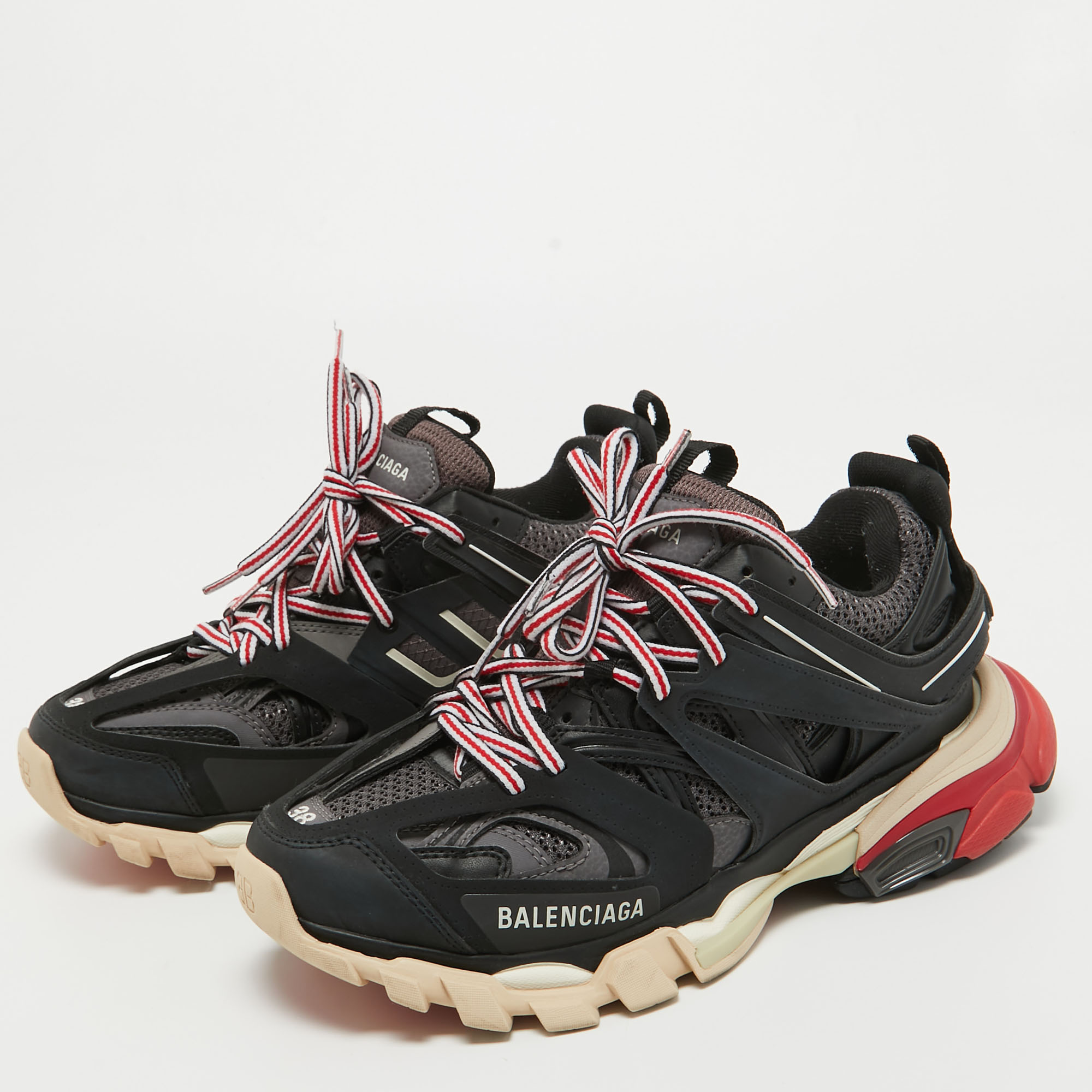 

Balenciaga Black Mesh and Faux Leather Track Sneakers Size